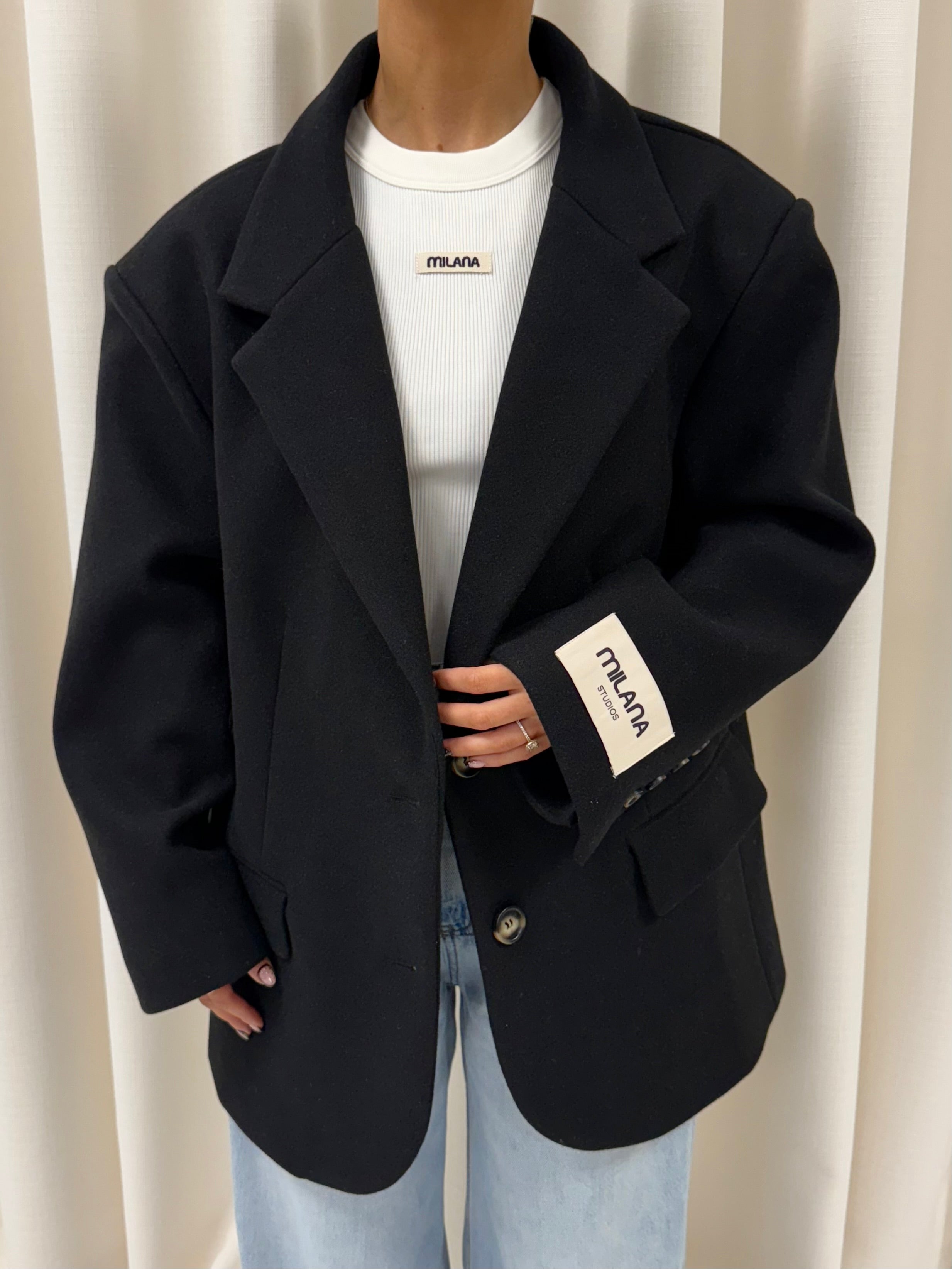 Black Oversized Structured Blazer.