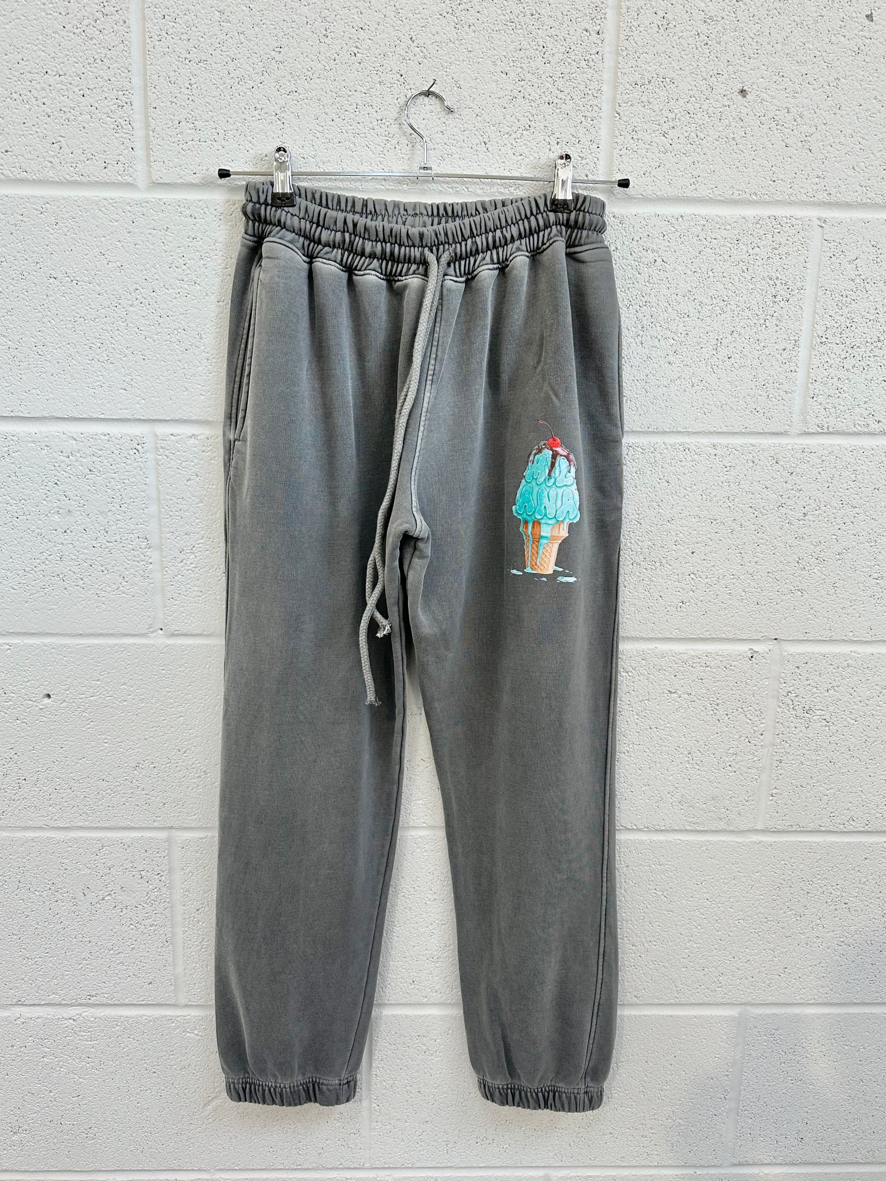 #BB43 Washed Charcoal Ice Cream Sweatpants.