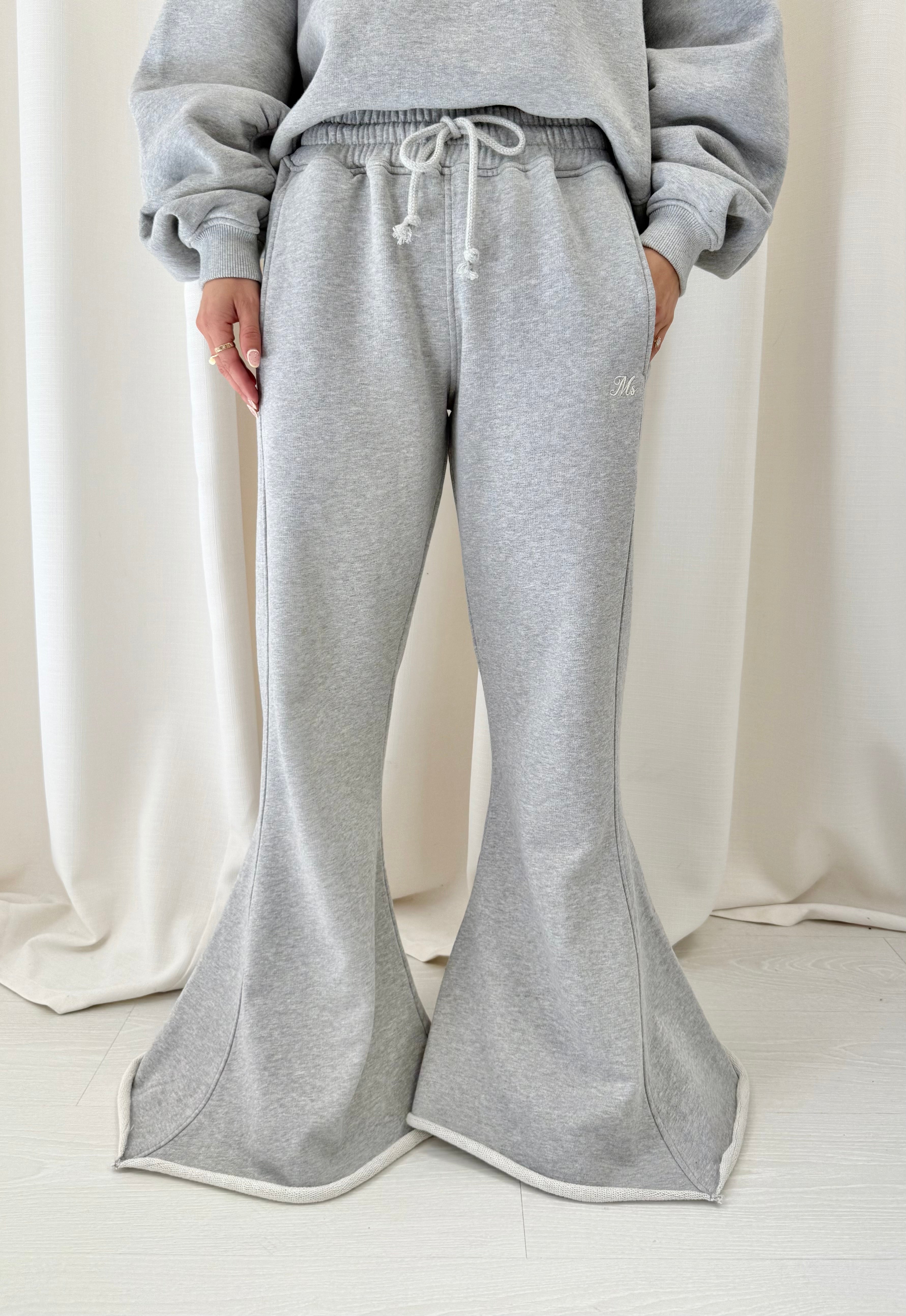 Marl Grey Flared Heavyweight Sweatpants.