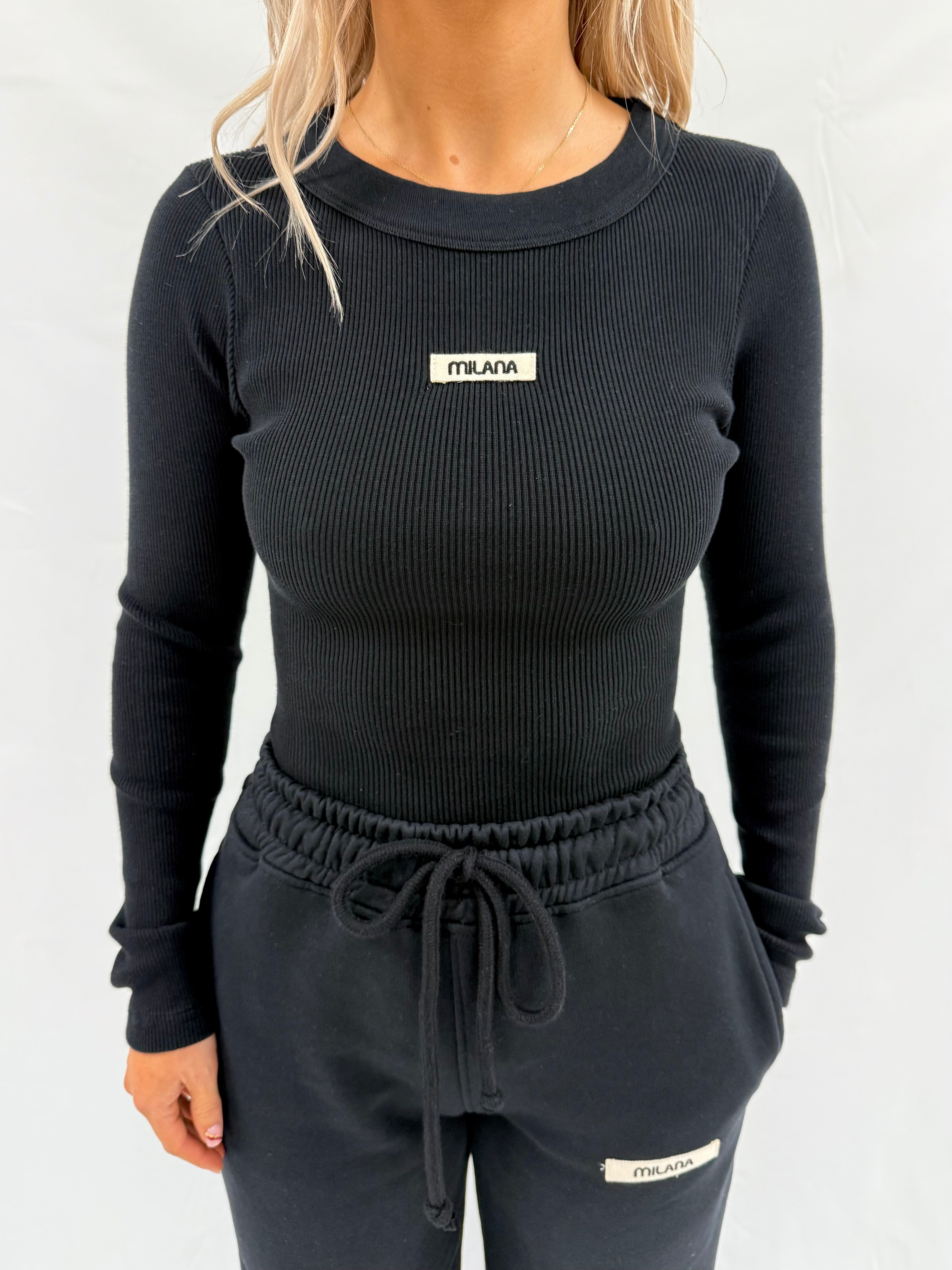 Black Core Ribbed Long Sleeve.