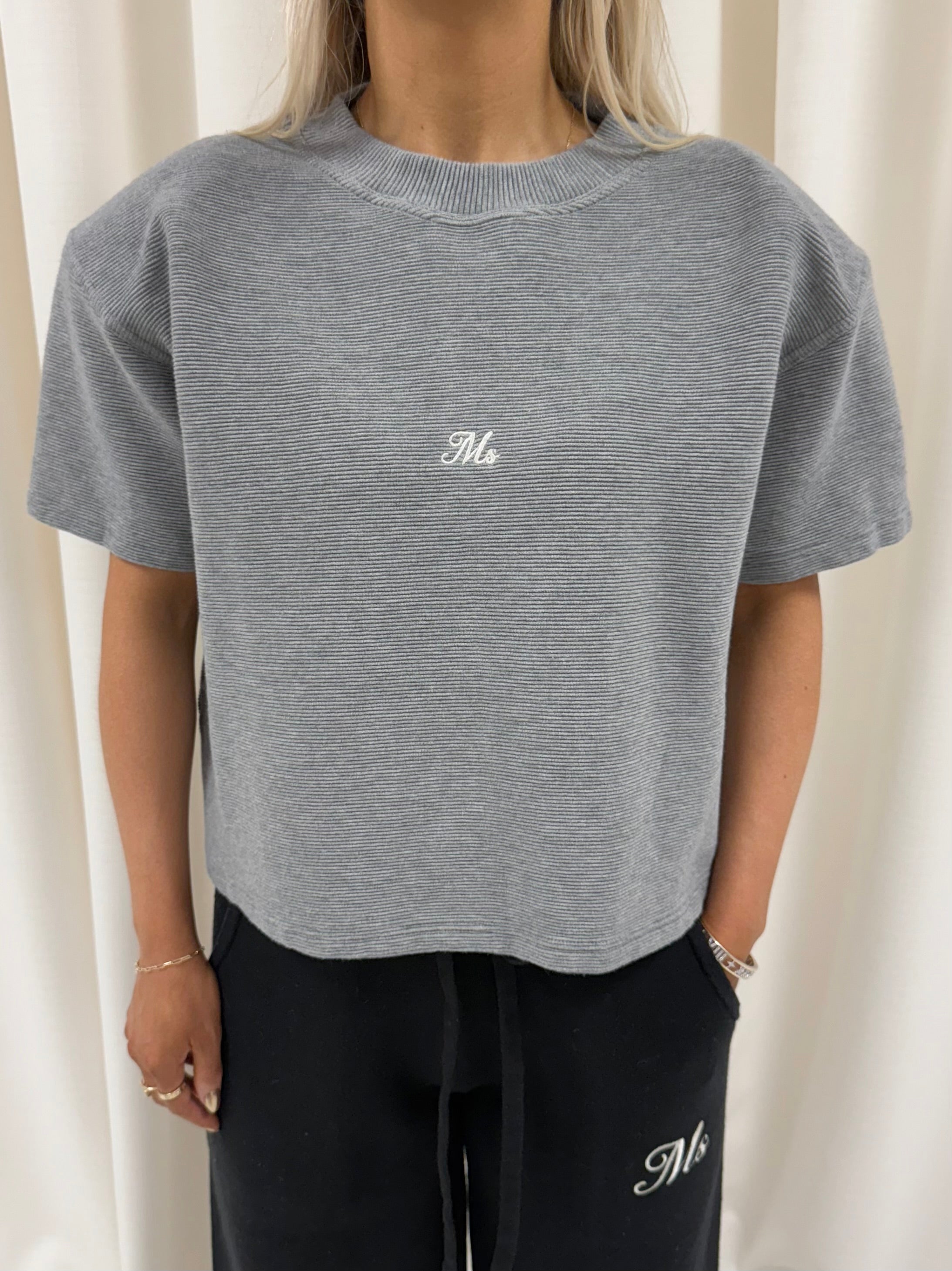 Marl Grey Aura Ribbed Top.