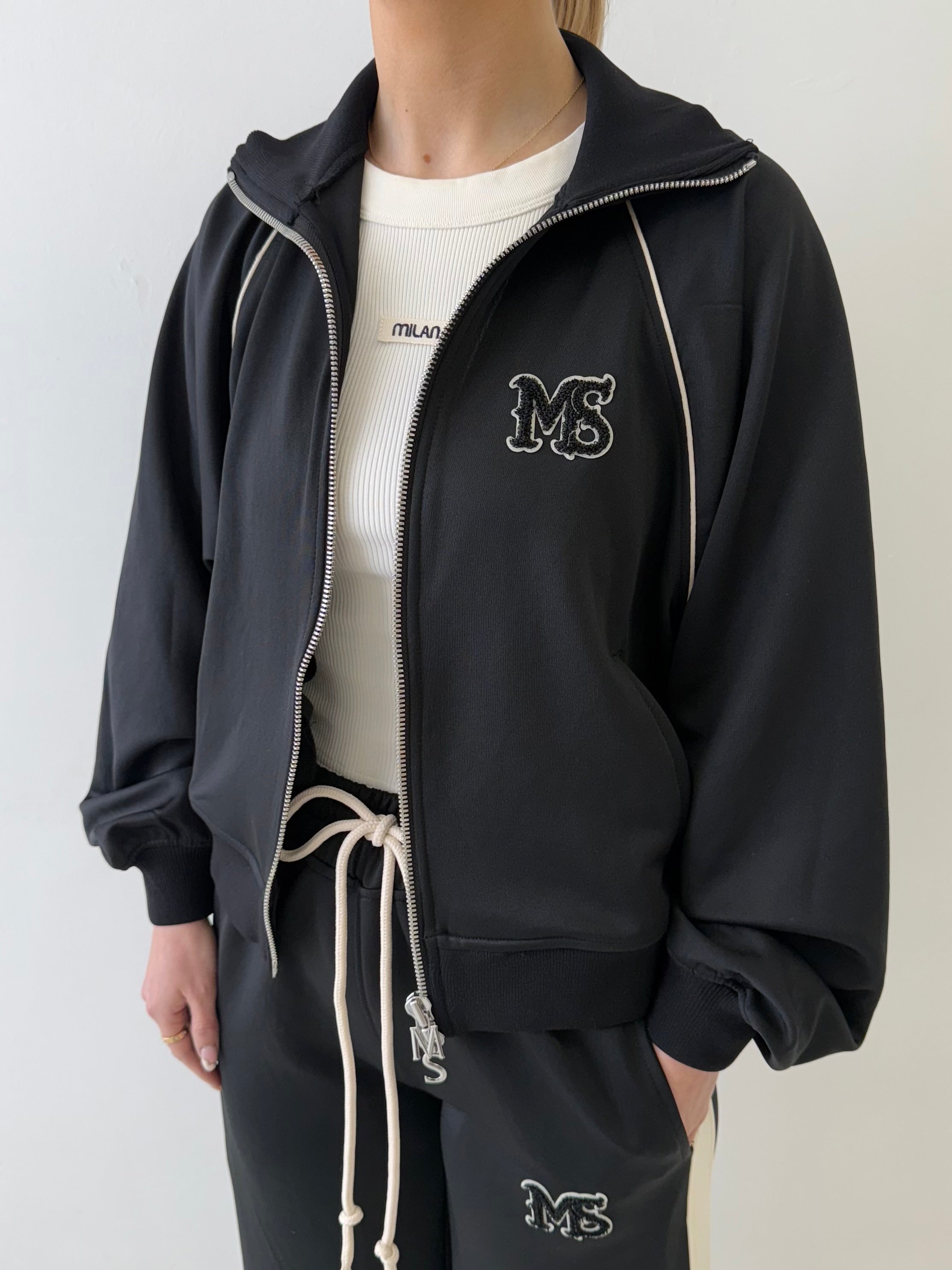 Jacket Line Ms Black MS Polyester Cropped Track Jacket. – Milana Studios