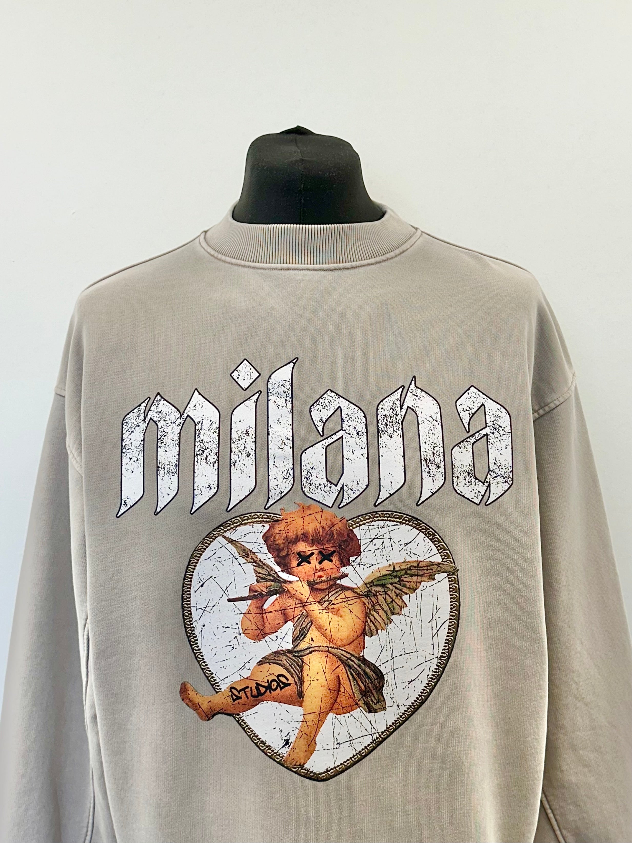 Washed Taupe Cherub Sweatshirt.