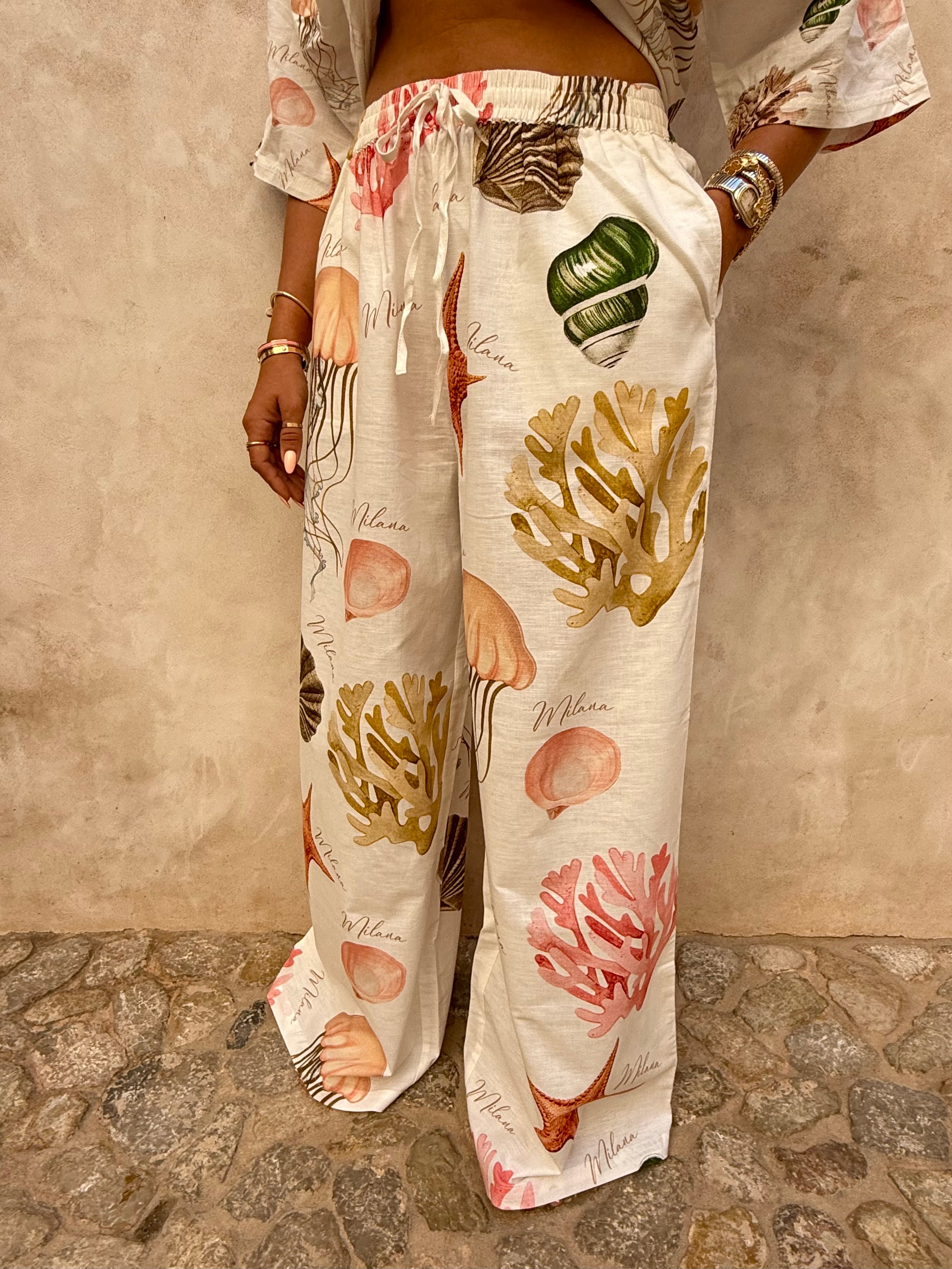 Ocean Linen Wide Leg Trousers.