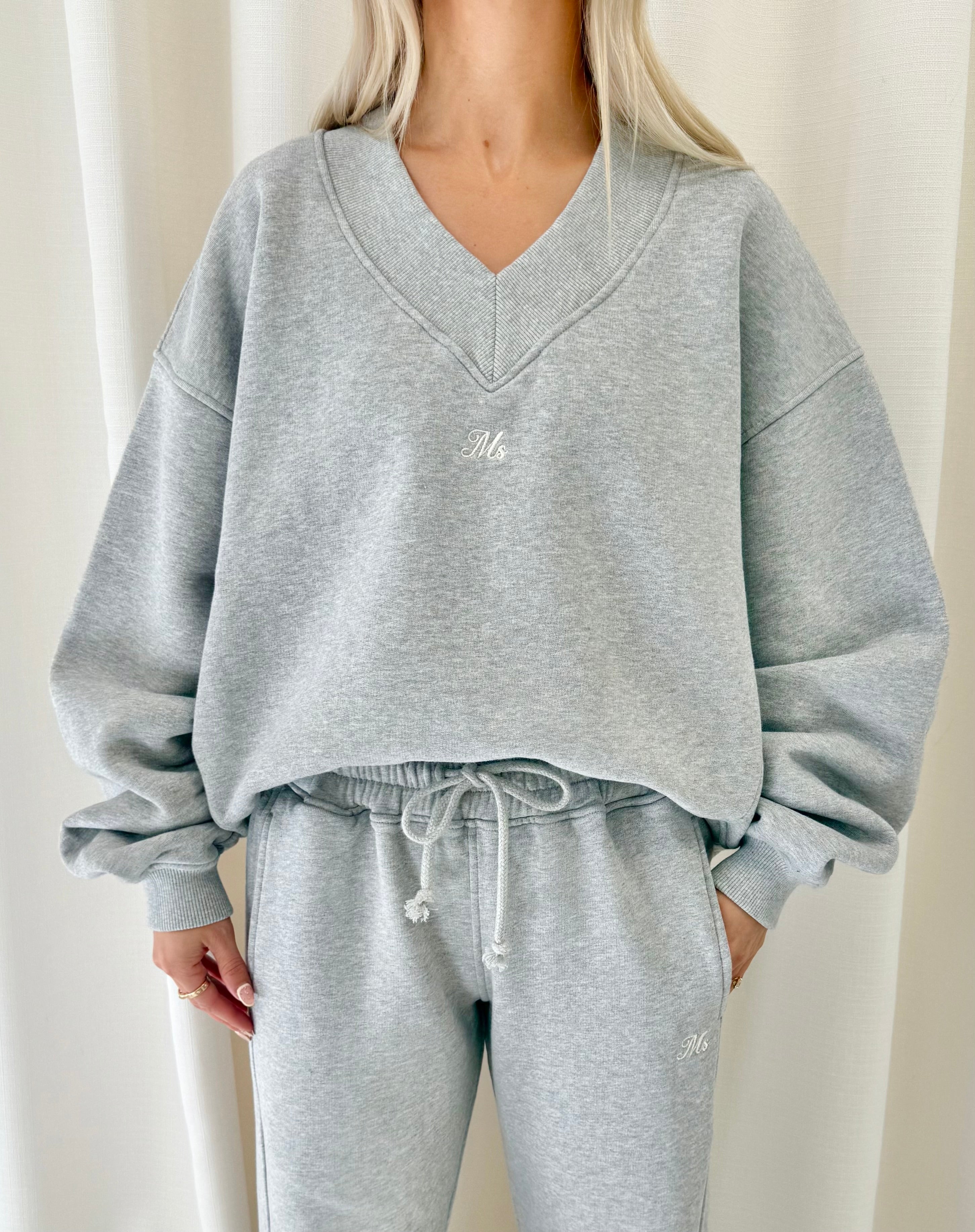 Marl Grey V Neck Sweatshirt.
