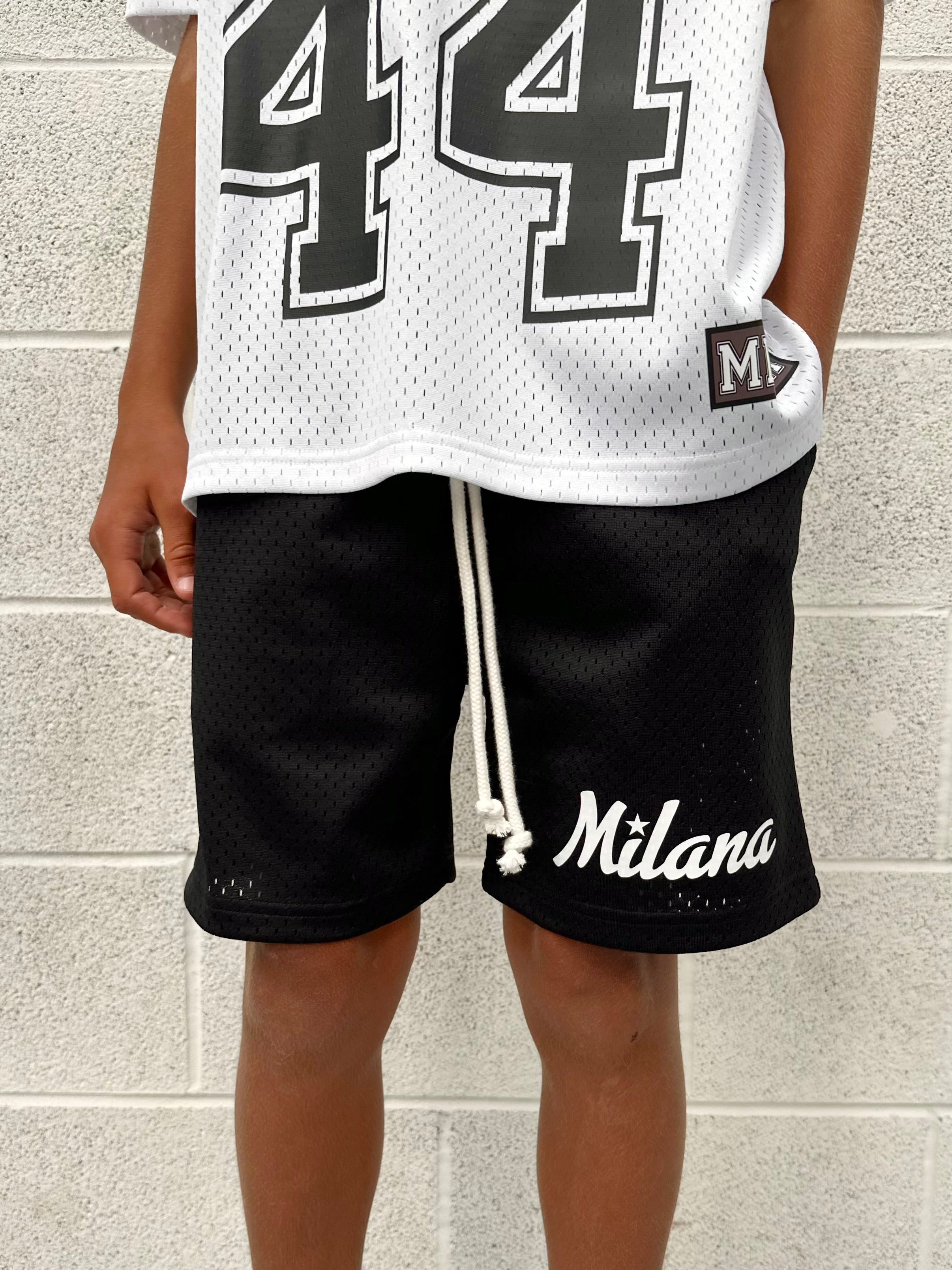 Black Mesh Kids Shorts.