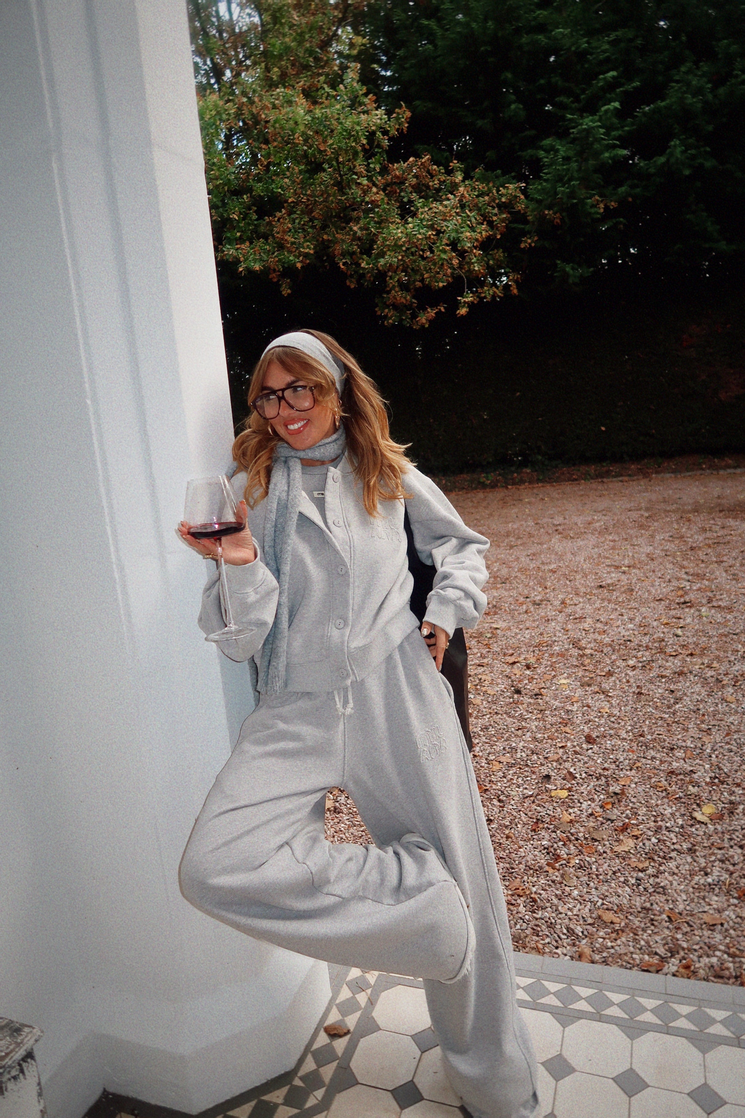 Marl Grey Milana Appliqué Heavyweight Wide Sweatpants.