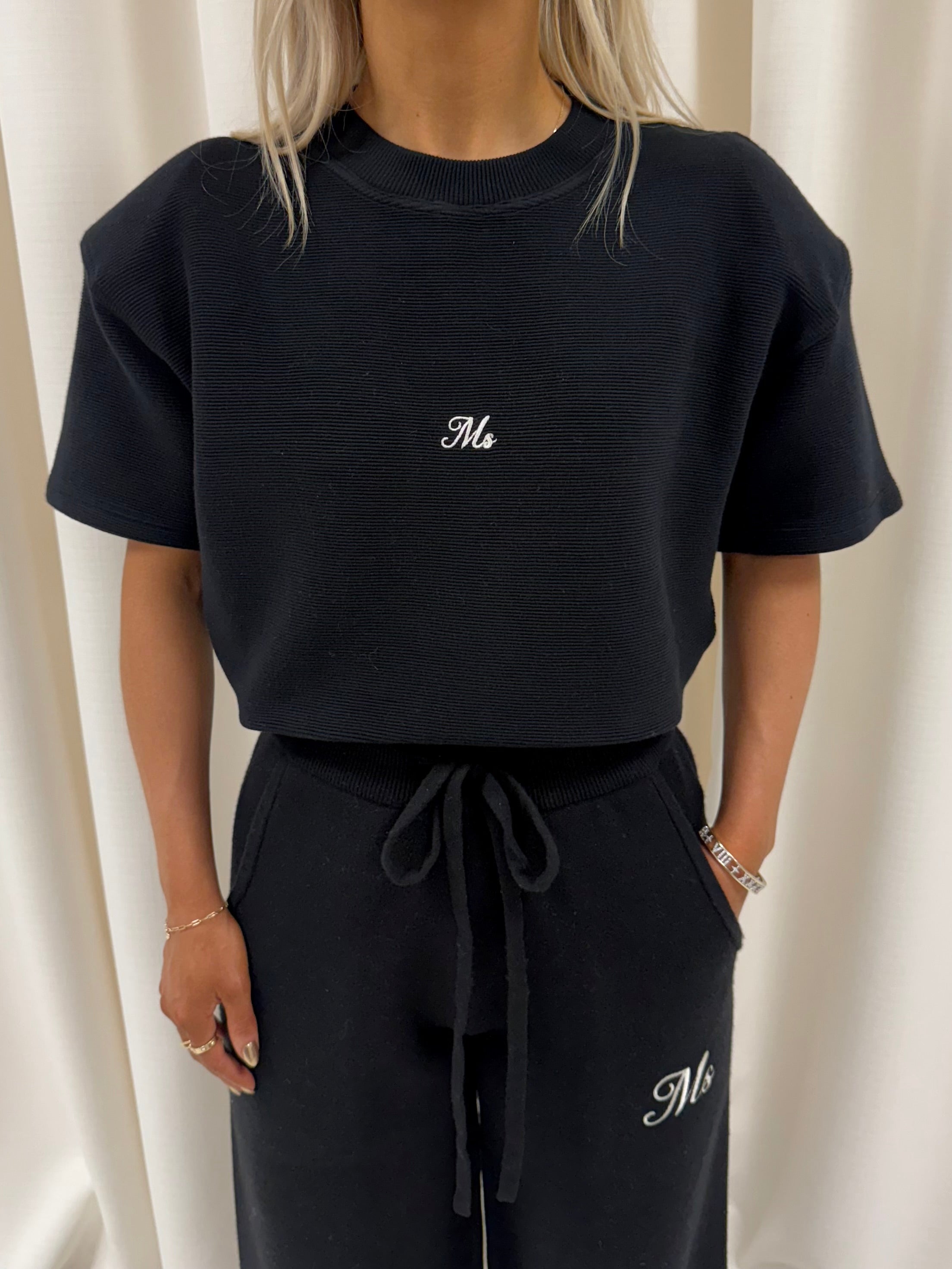 Black Aura Ribbed Top.