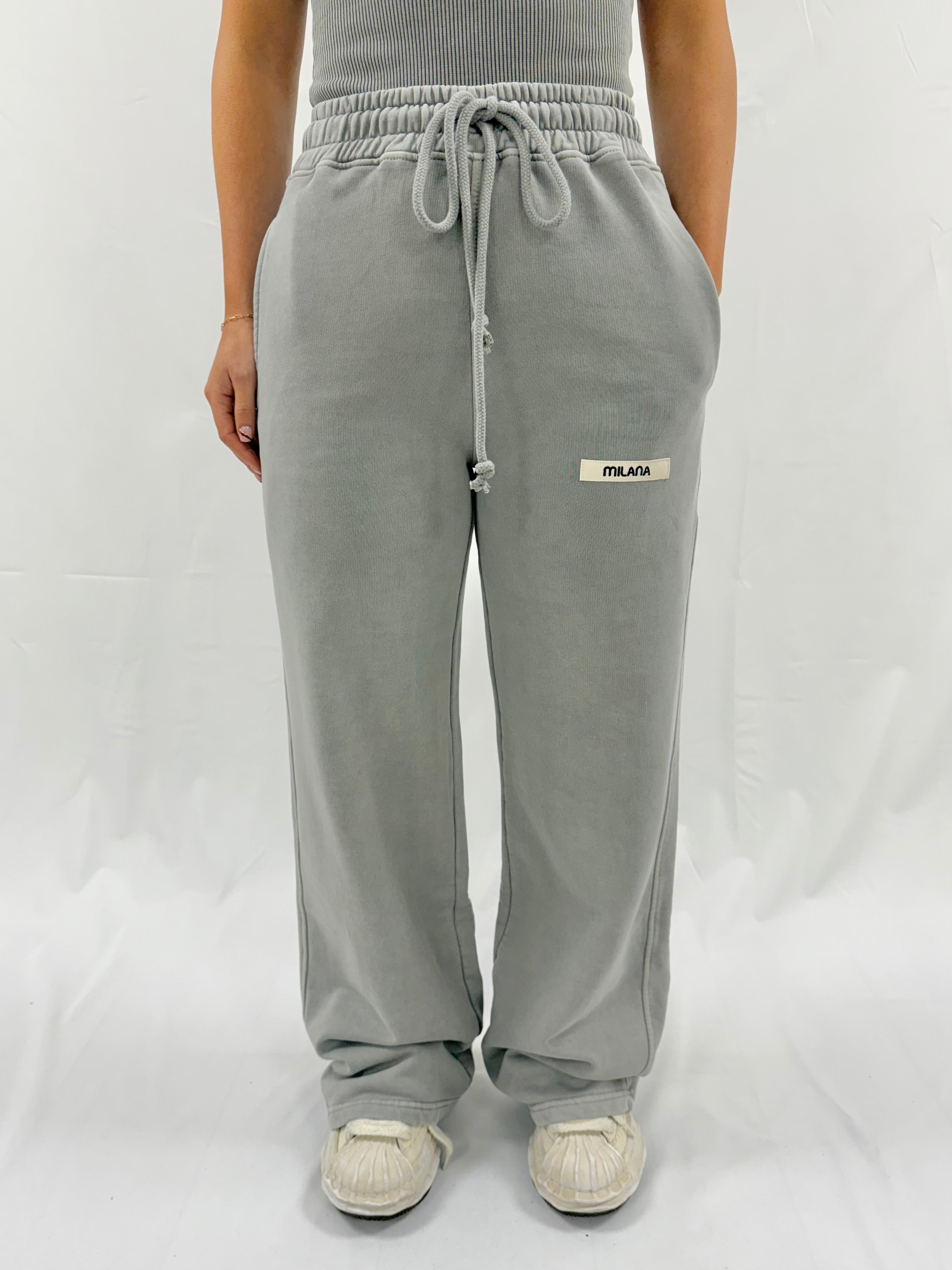 Washed Ash Grey Core Wide Sweatpants.