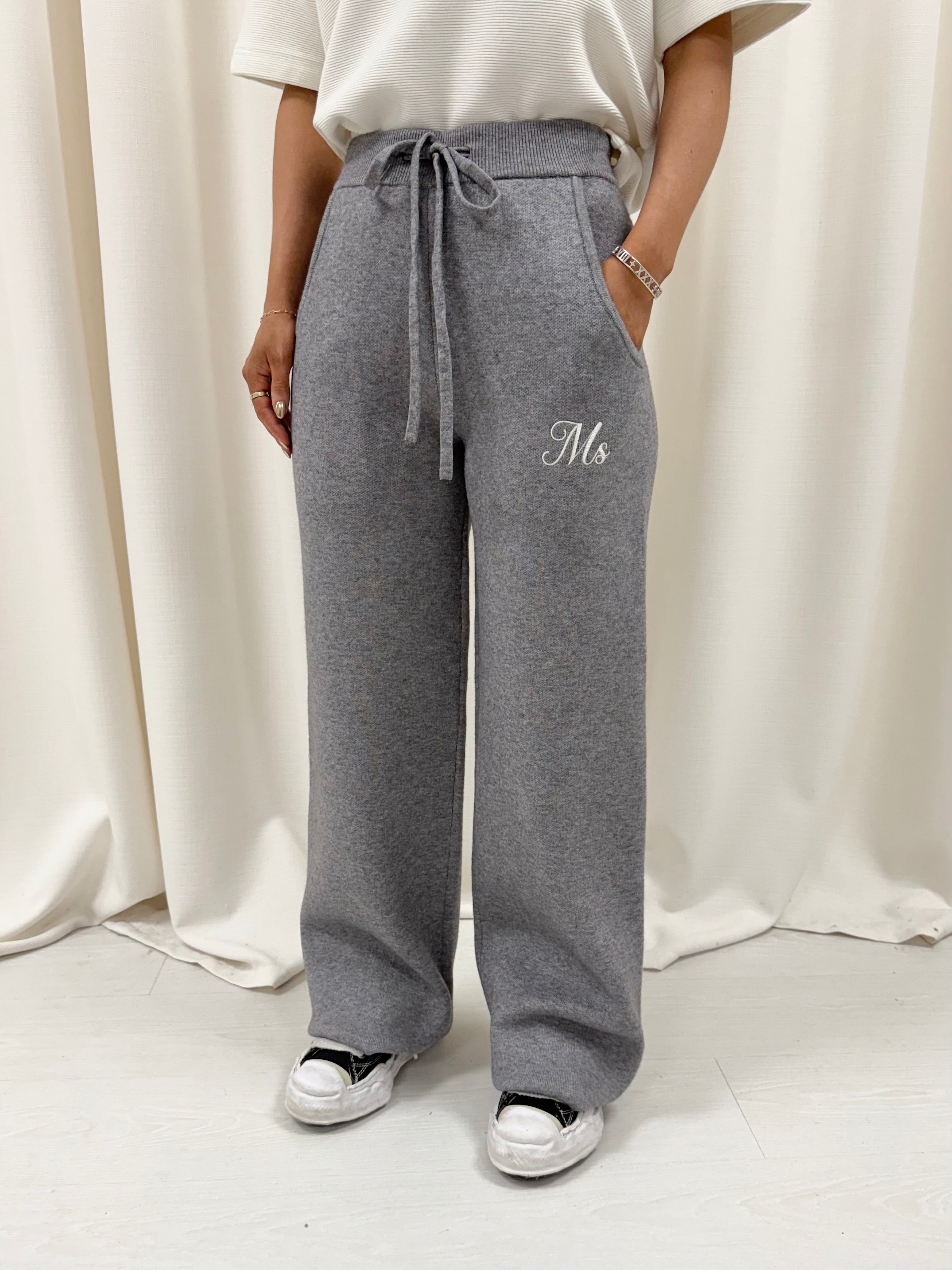 Marl Grey MS Knitted Wide Sweatpants.