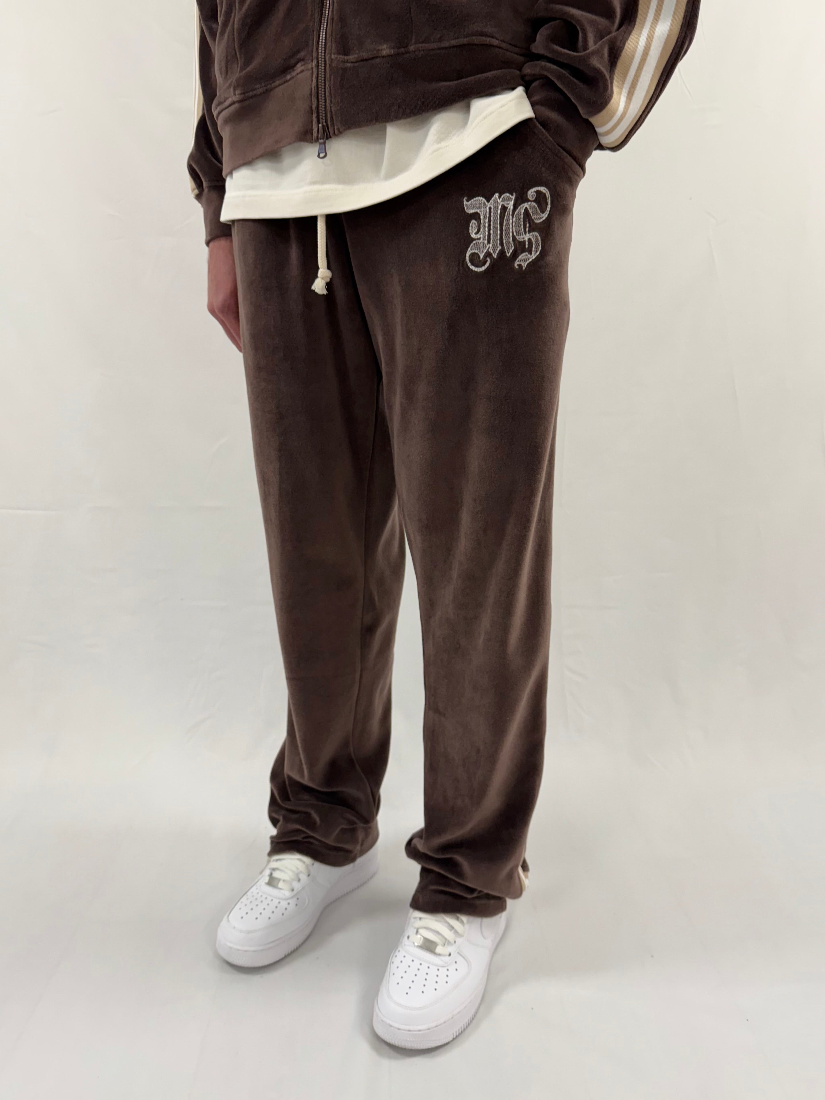 Chocolate Brown Velour Relaxed Sweatpants.