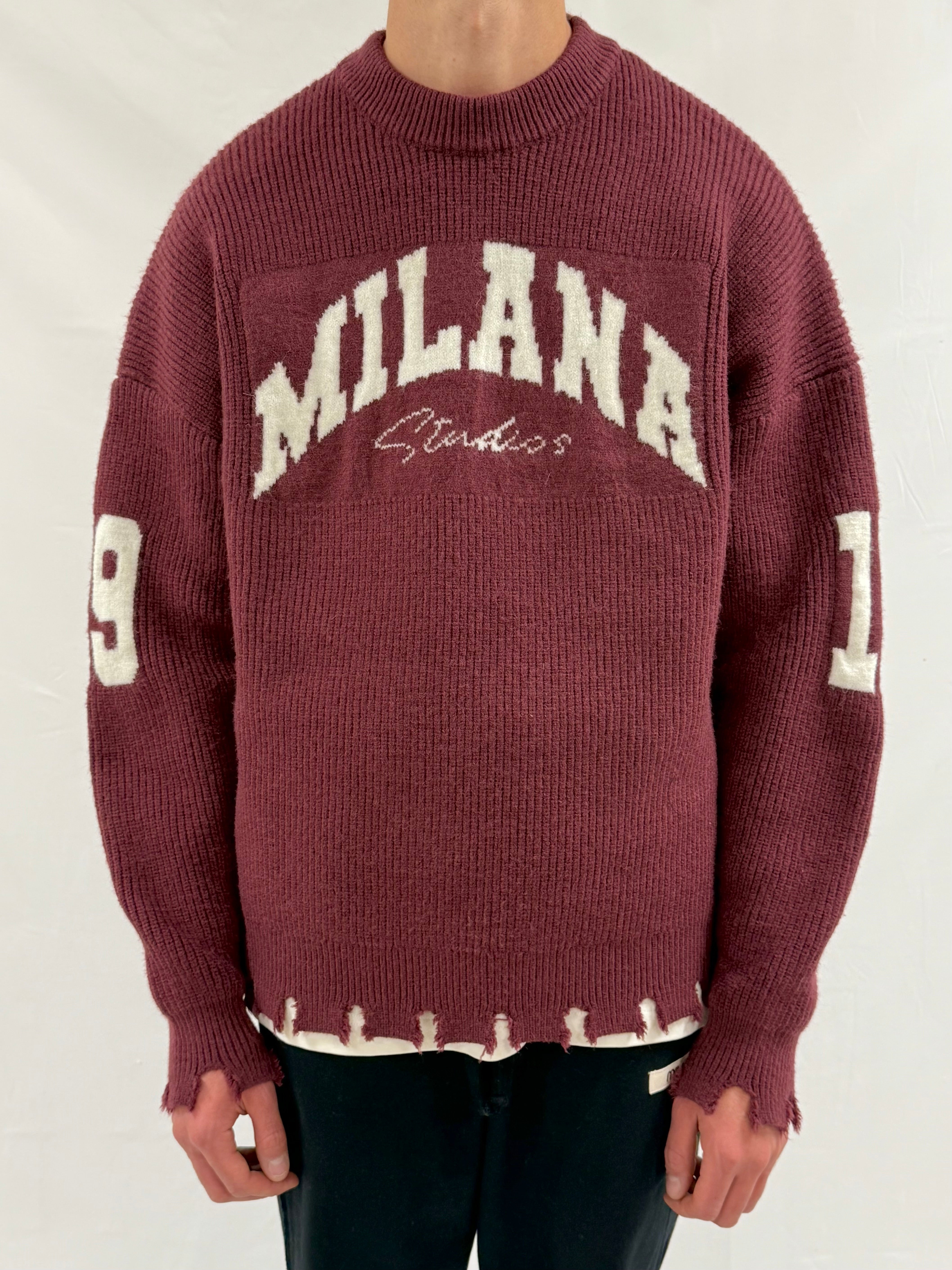 Burgundy 1989 Heavyweight Knitted Sweatshirt.