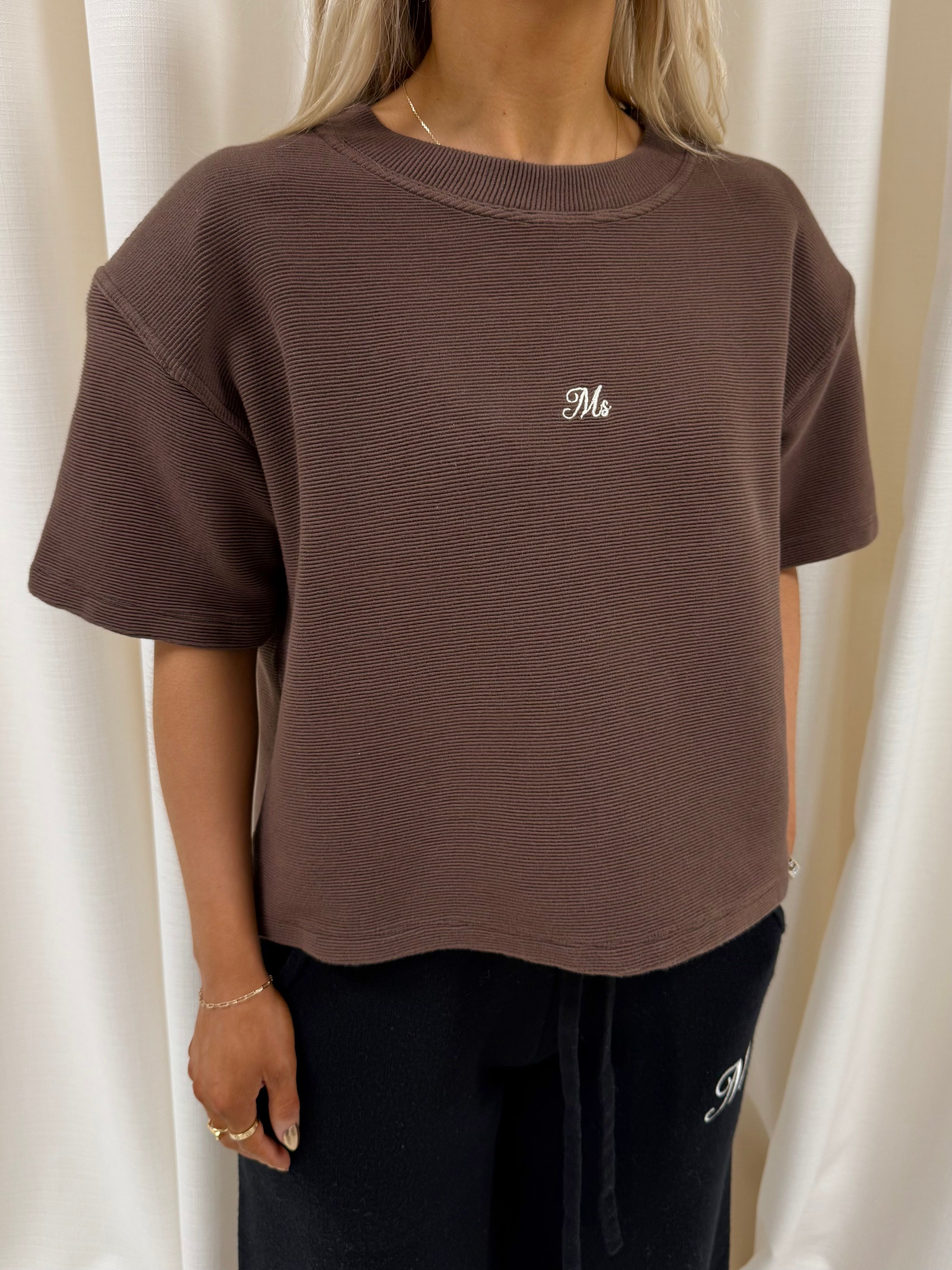 Chocolate Brown Aura Ribbed Top.