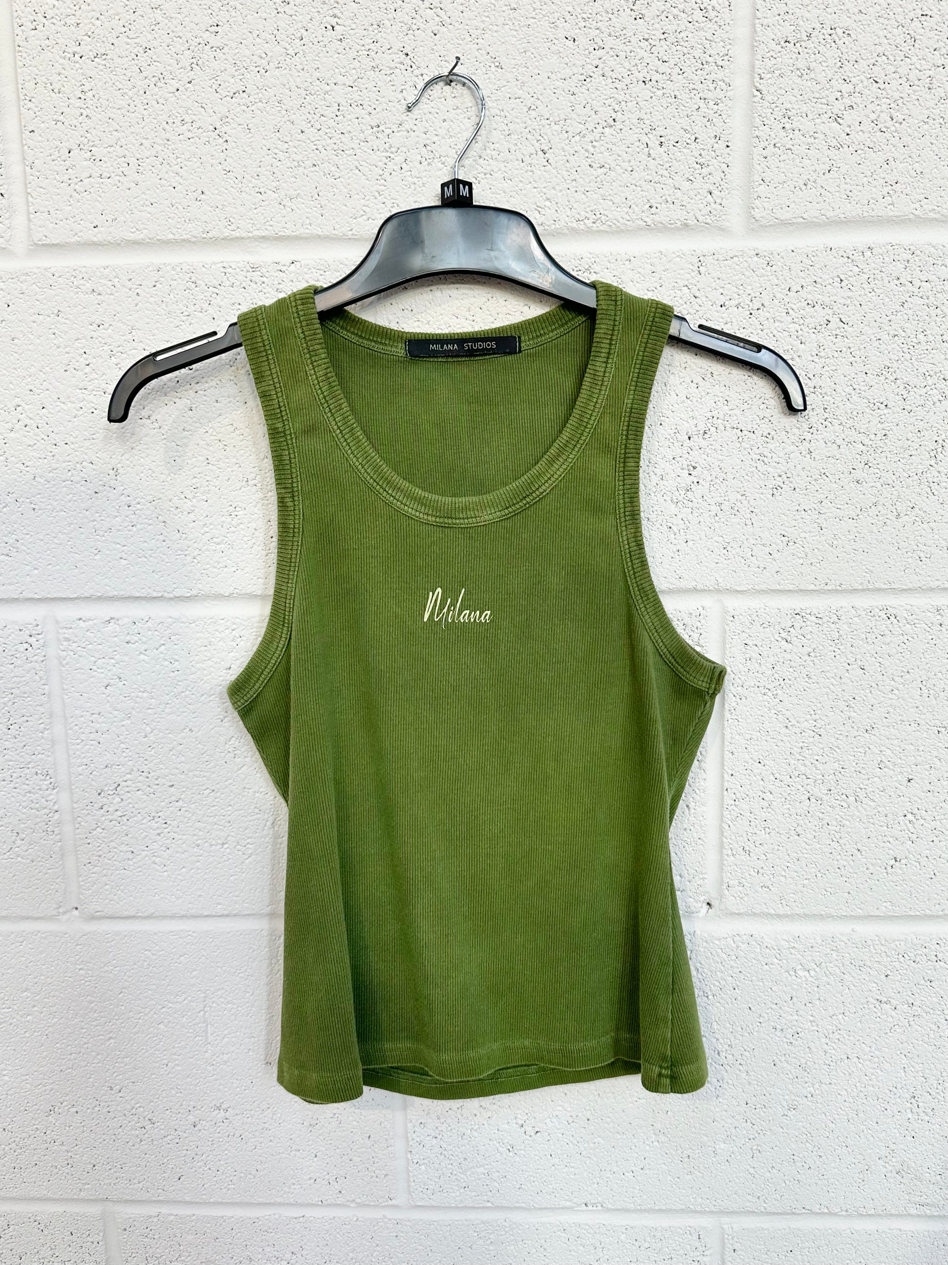 #K7 Washed Green Essential Racer Vest.