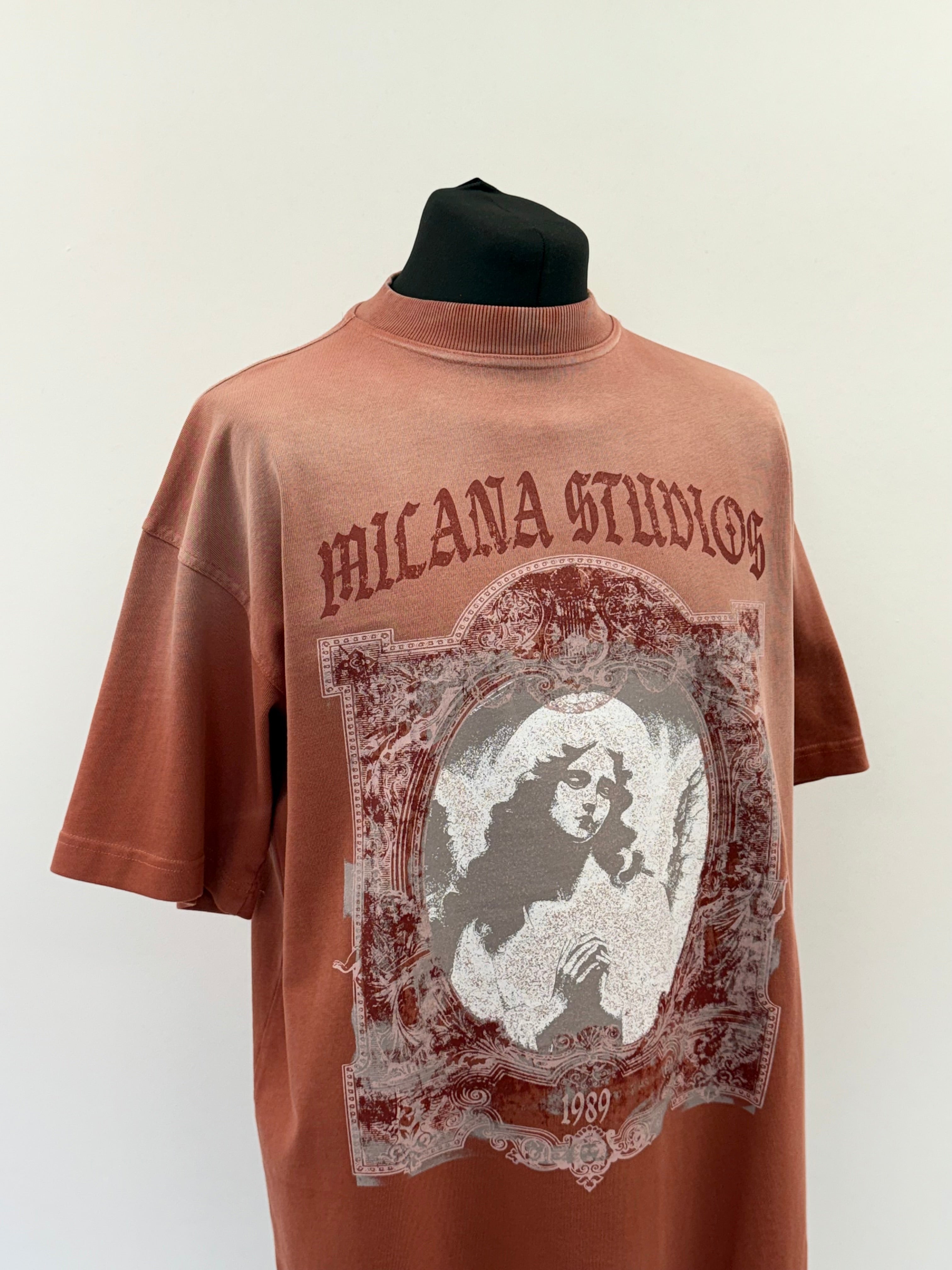 Washed Rust Saint Heavyweight T-shirt.