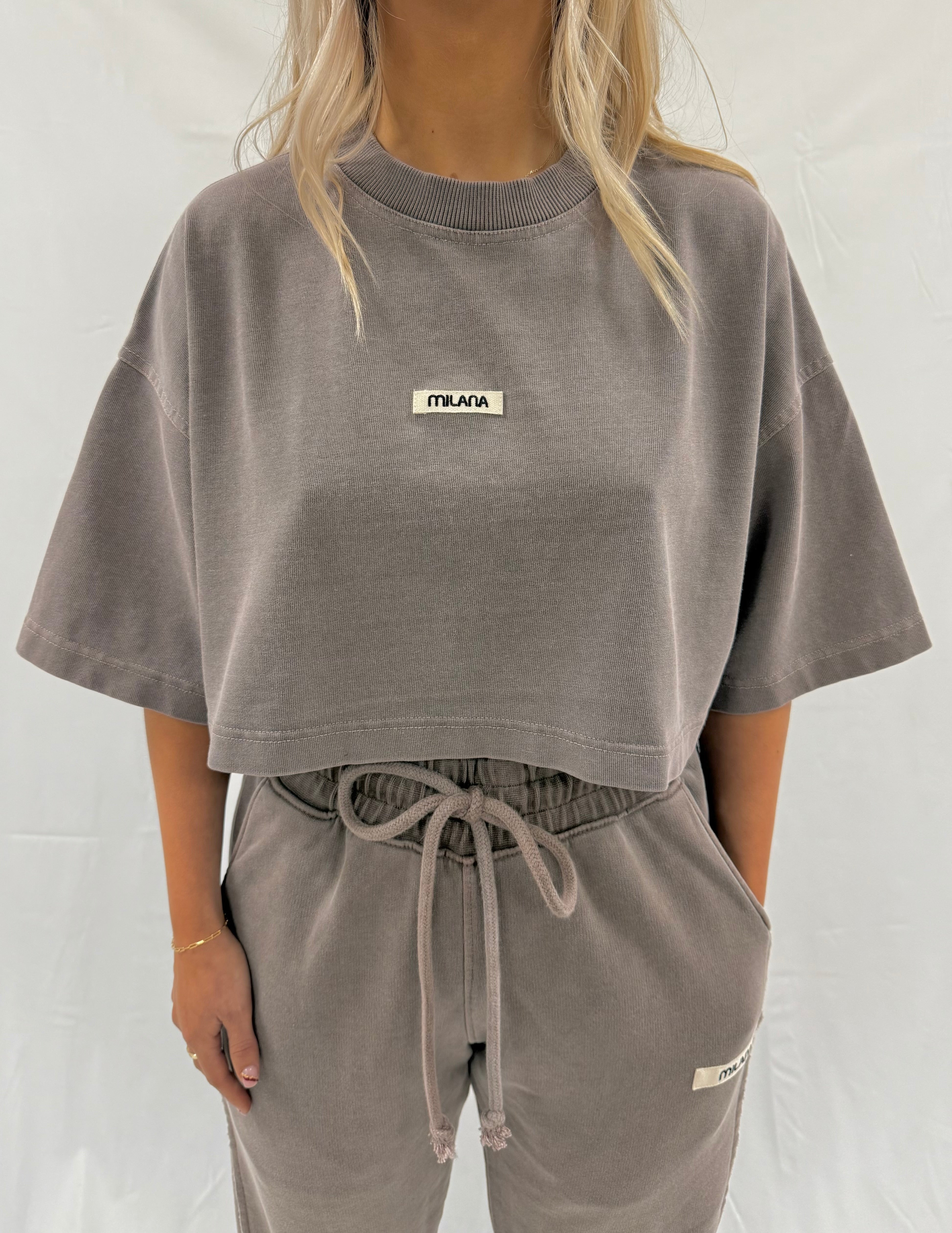 Washed Brown Core Heavyweight Cropped T-shirt.