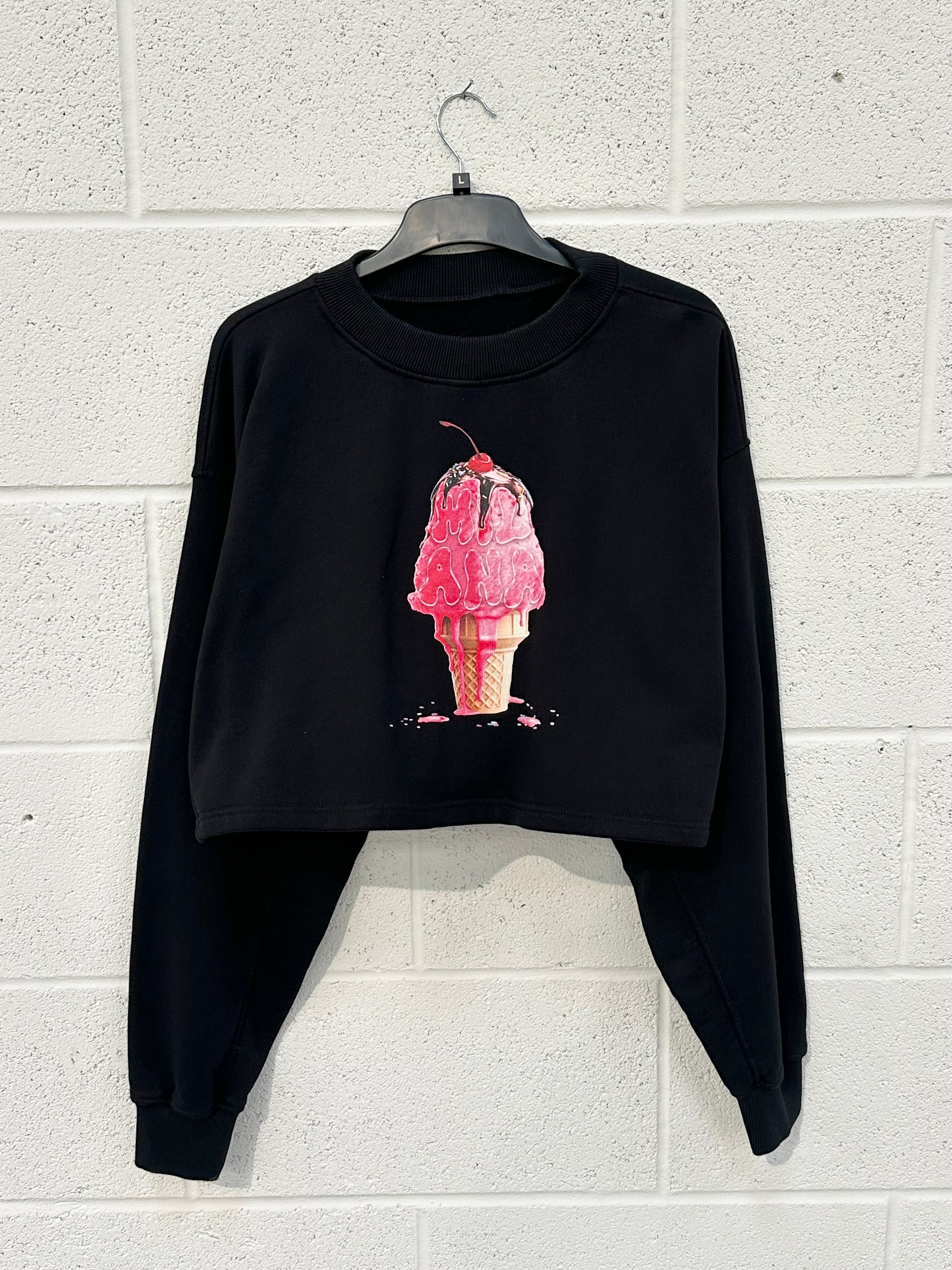 #CC81 Black Ice Cream Cropped Sweatshirt.