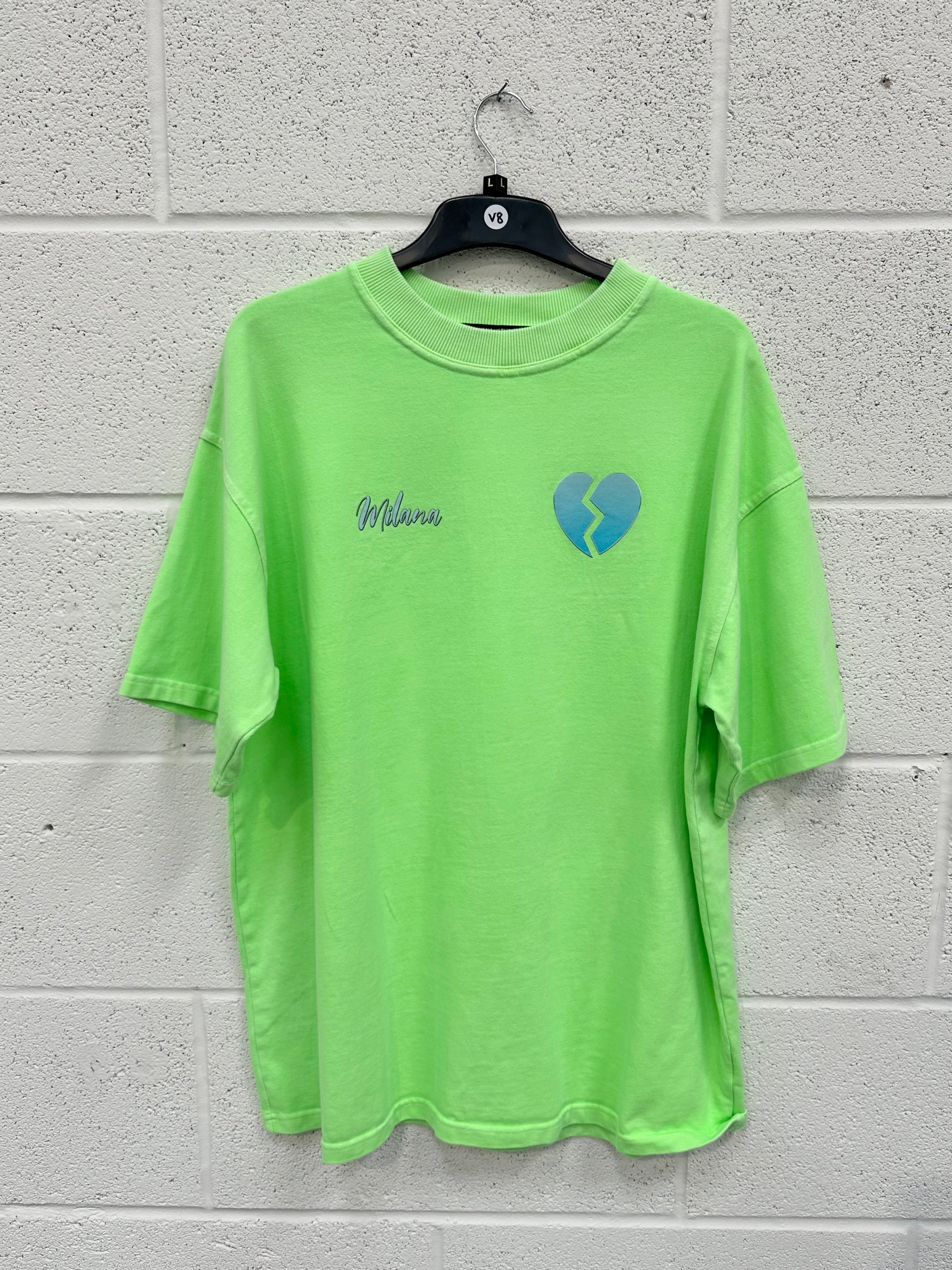 #V8 Washed Neon Green Hotline Heavyweight T-shirt.