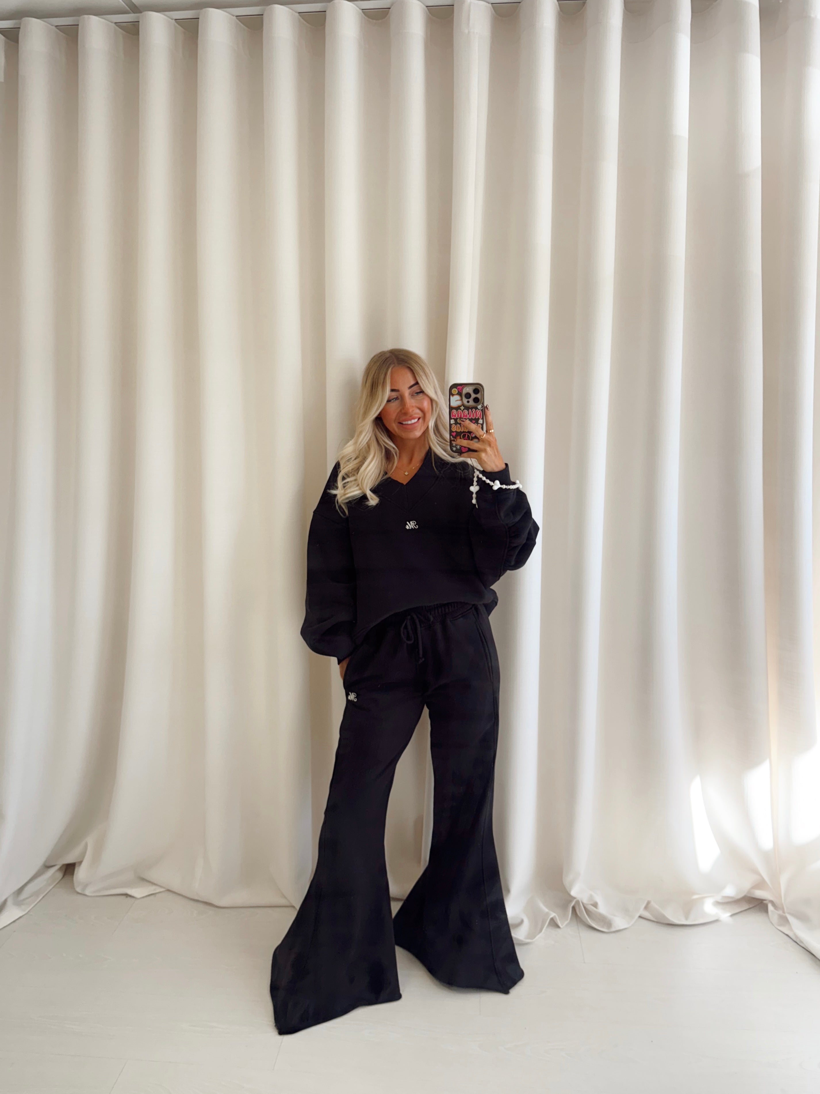 Black Flared Heavyweight Sweatpants.