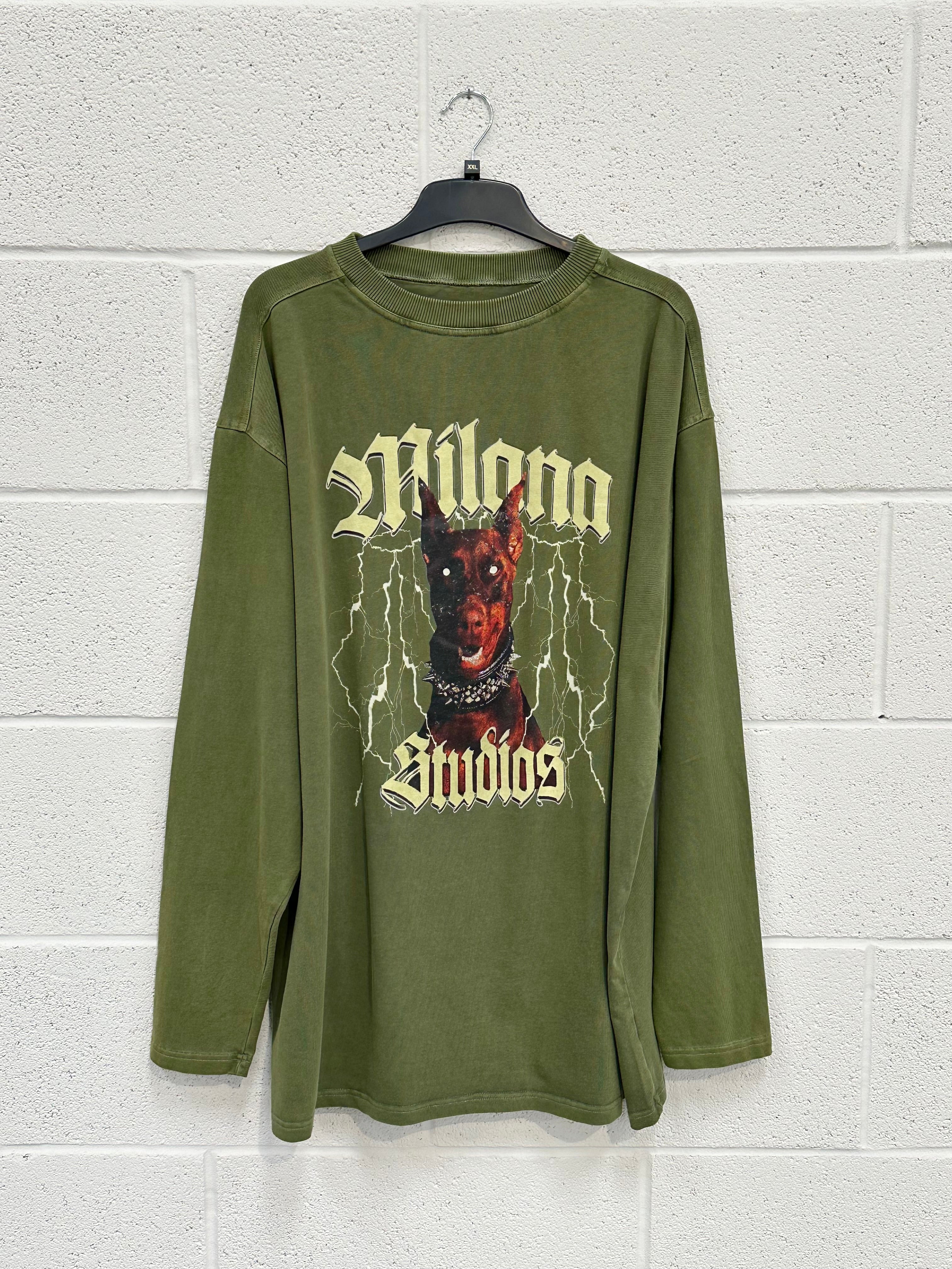 #K19 Washed Green Graphic Heavyweight Long Sleeve.