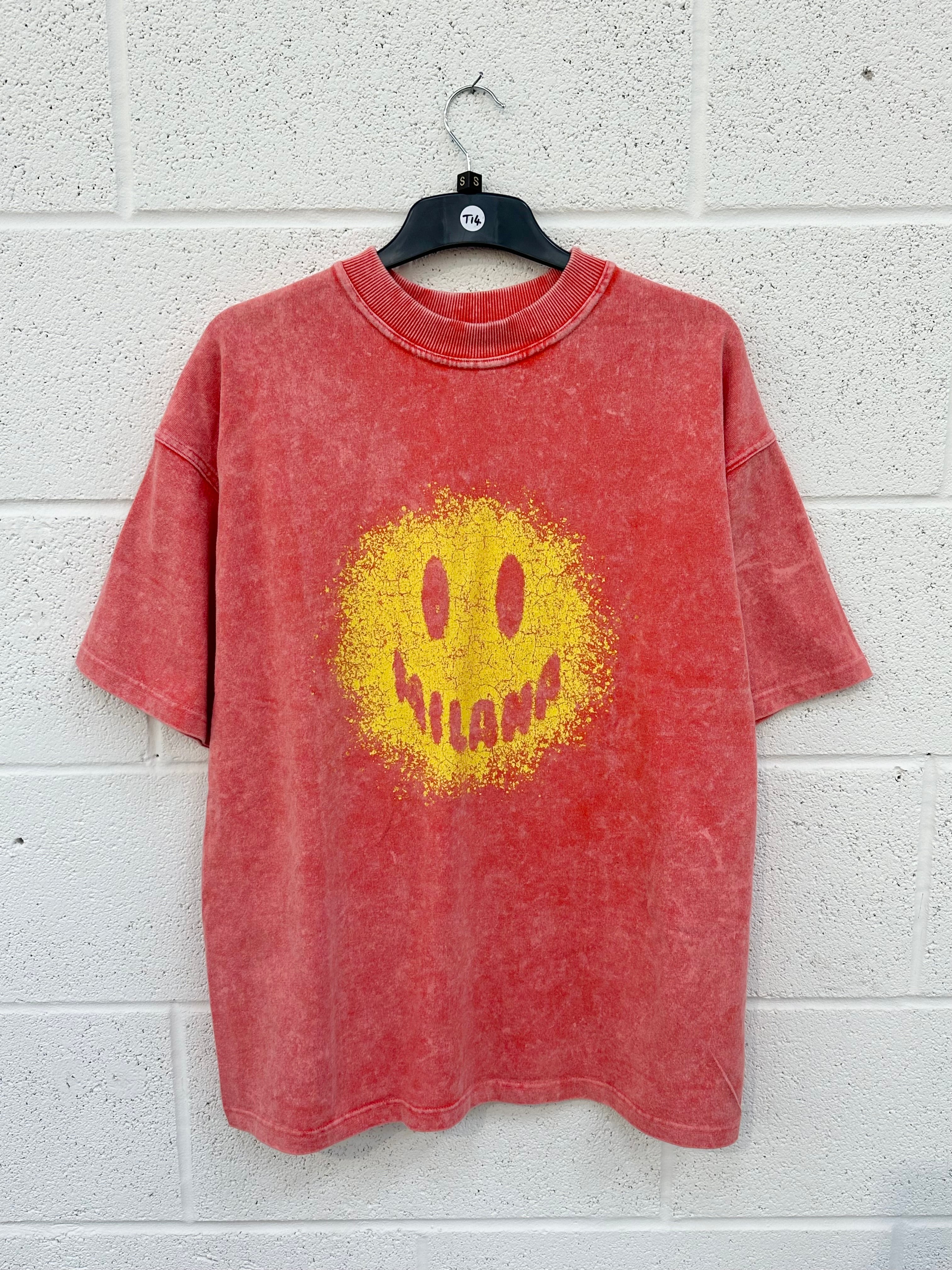 #T14 Washed Red Smiley Heavyweight T-shirt.