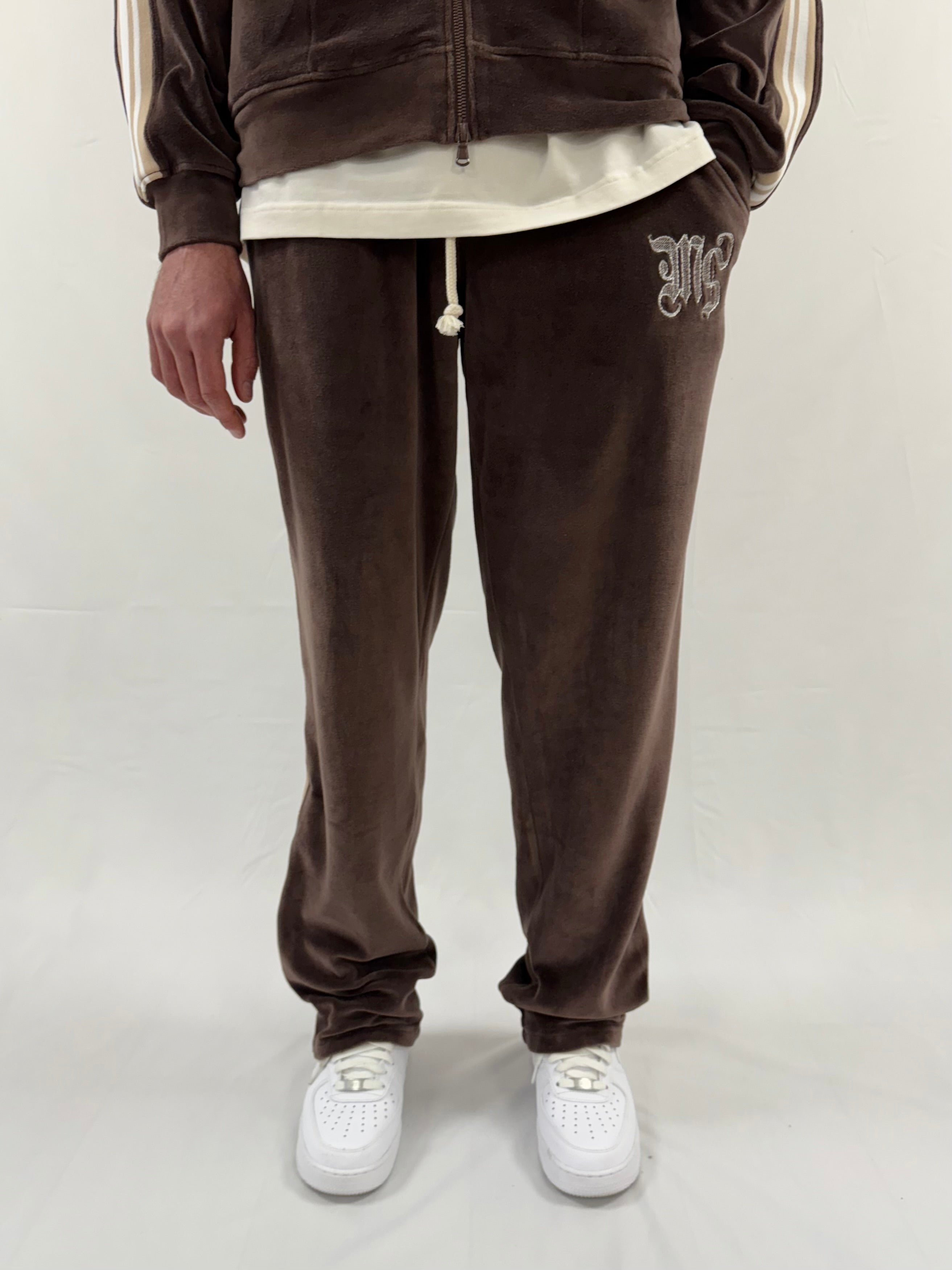 Chocolate Brown Velour Relaxed Sweatpants.