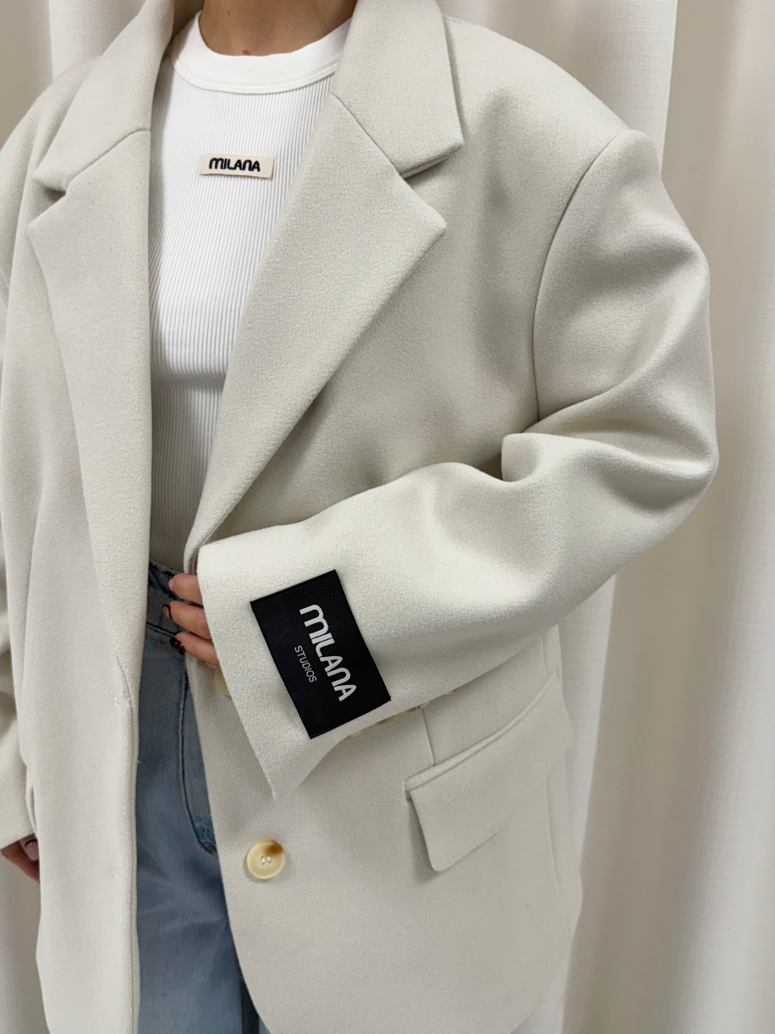 Ivory Oversized Structured Blazer.