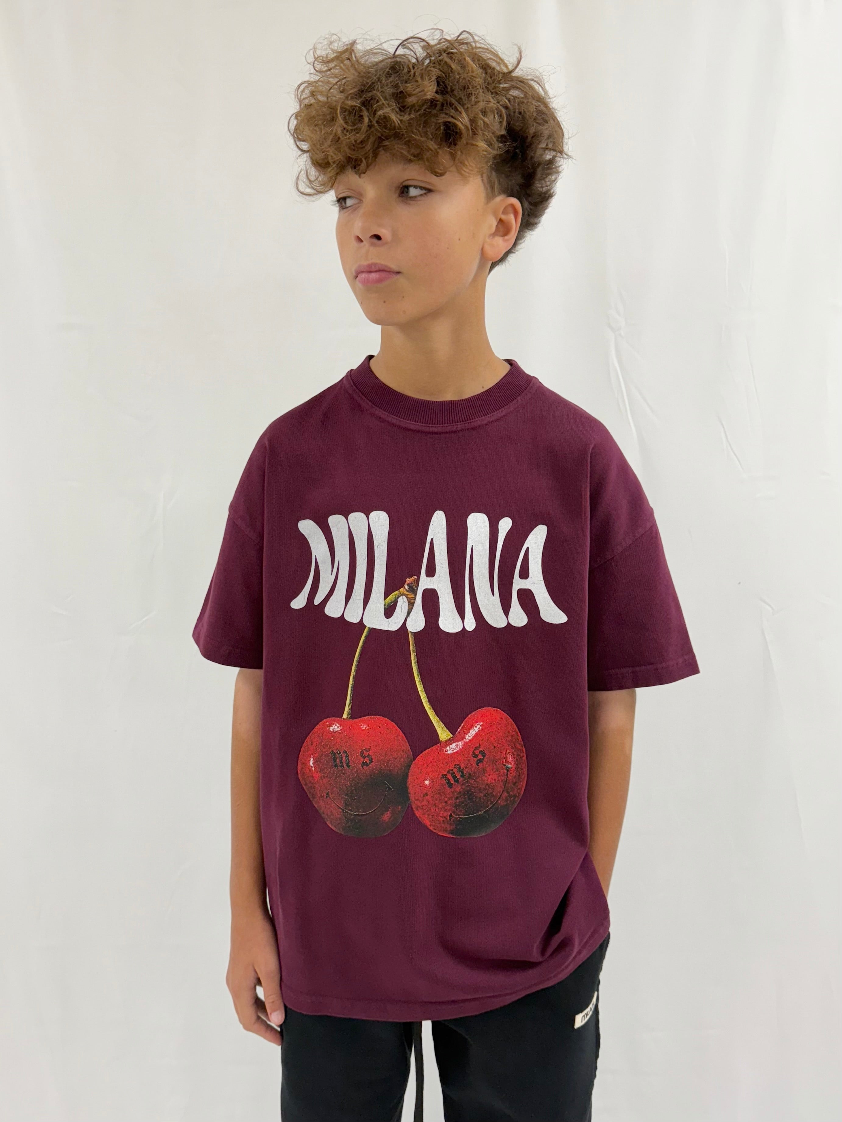 Deep Burgundy Cherry Kids T-shirts.