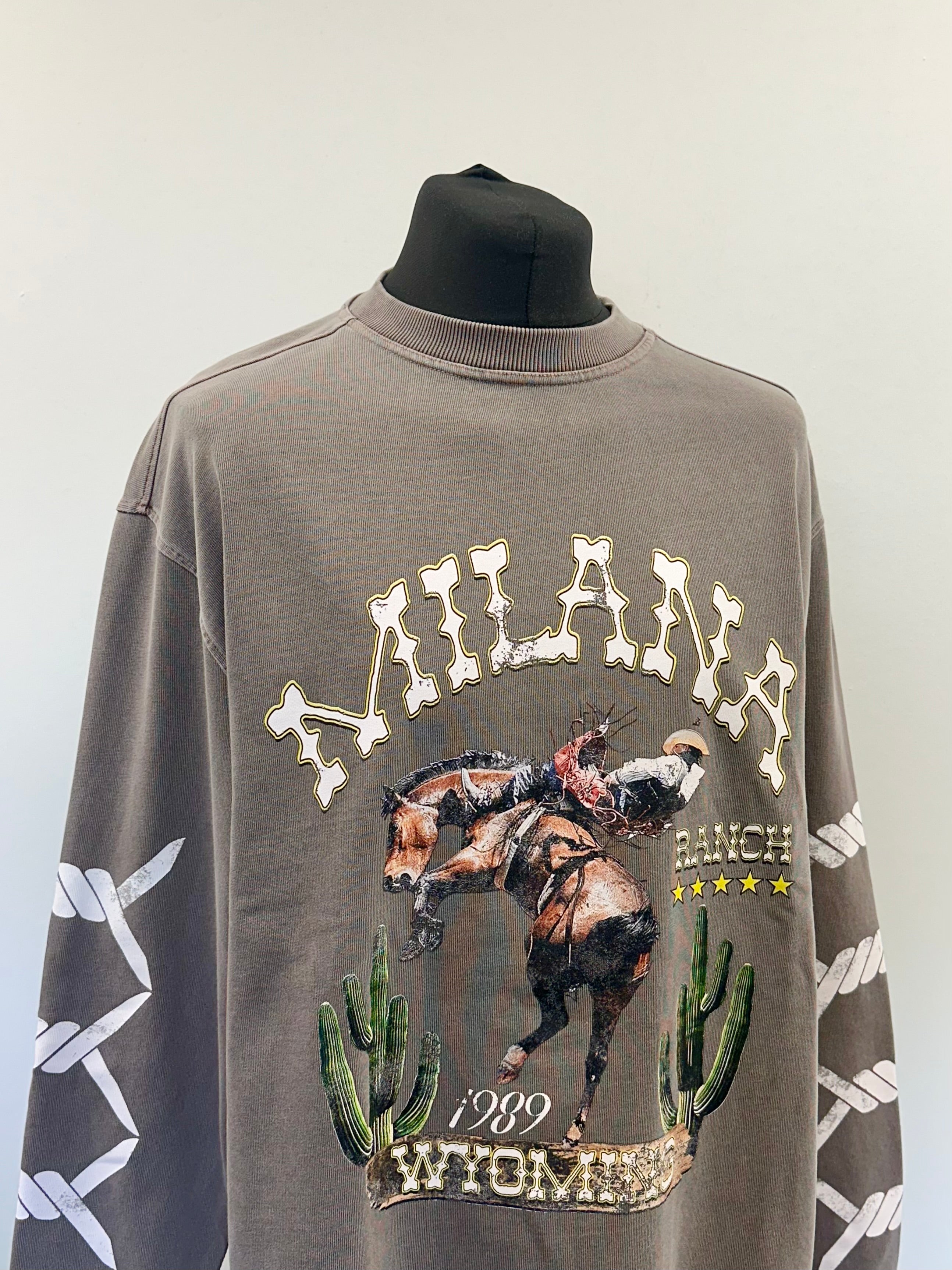 Washed Brown Ranch Heavyweight Long Sleeve T-shirt.