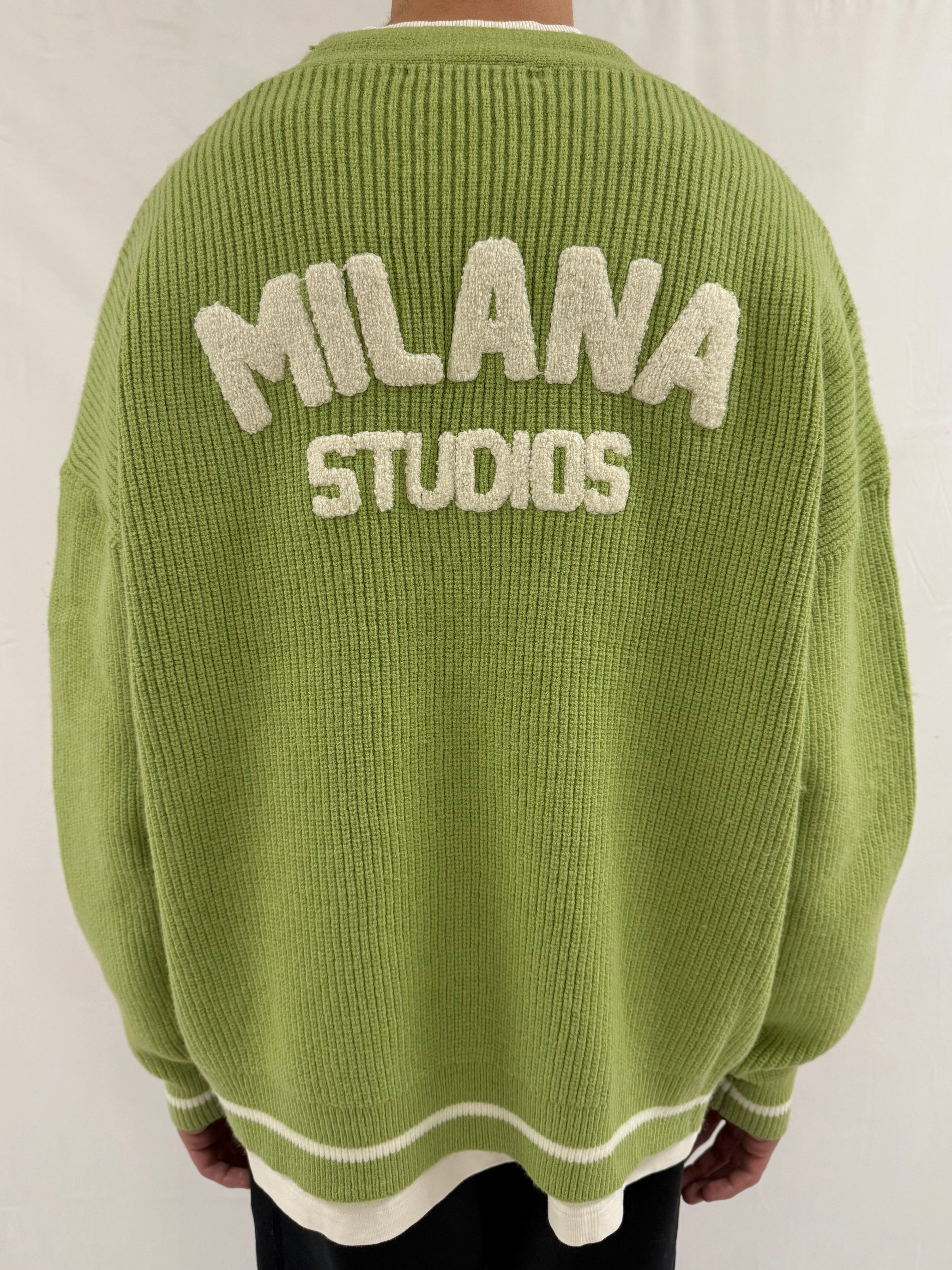 Green MS Heavyweight Knitted Cardigan.