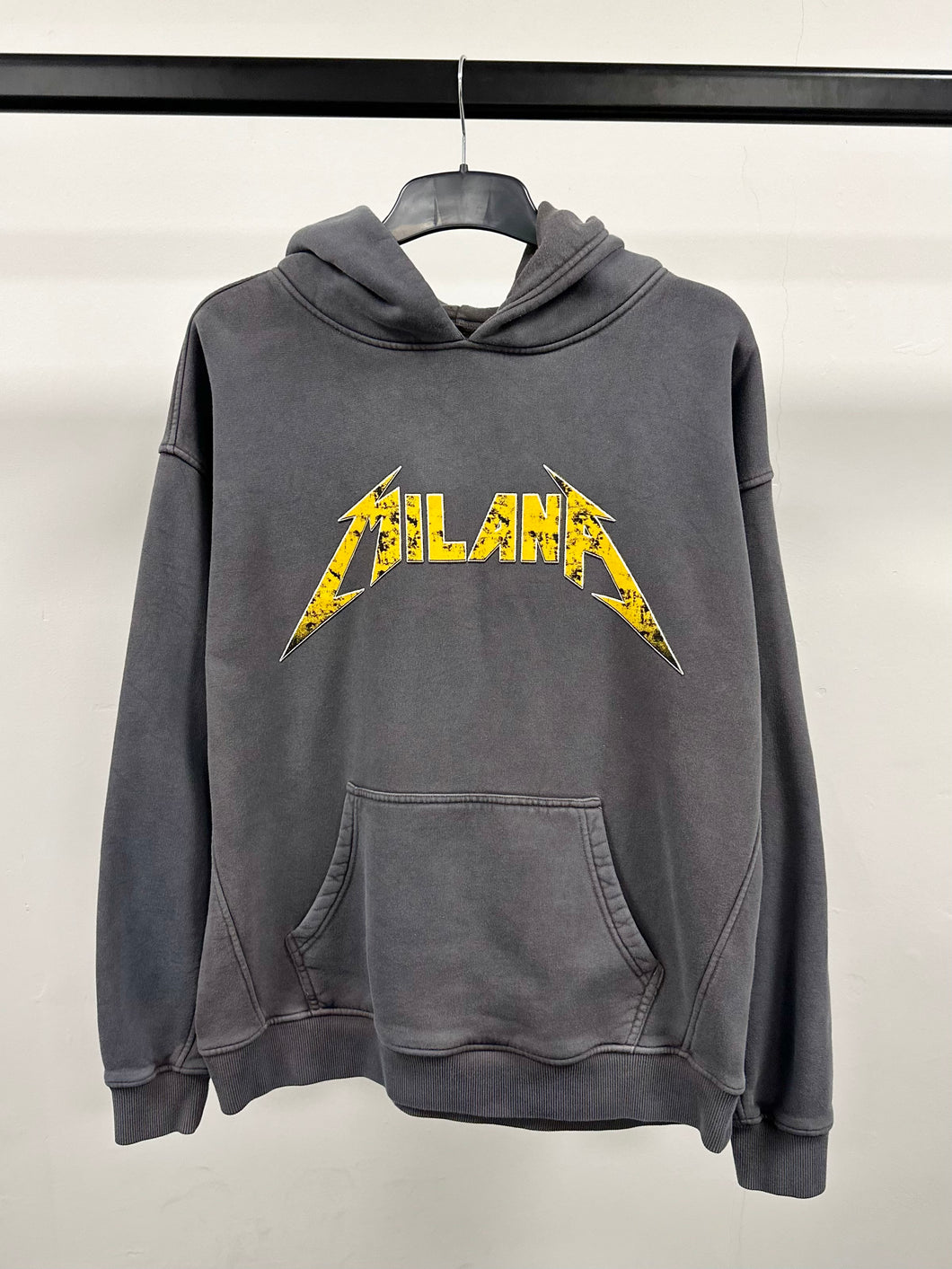 Washed Charcoal Milana Graphic Heavyweight Hoodie.