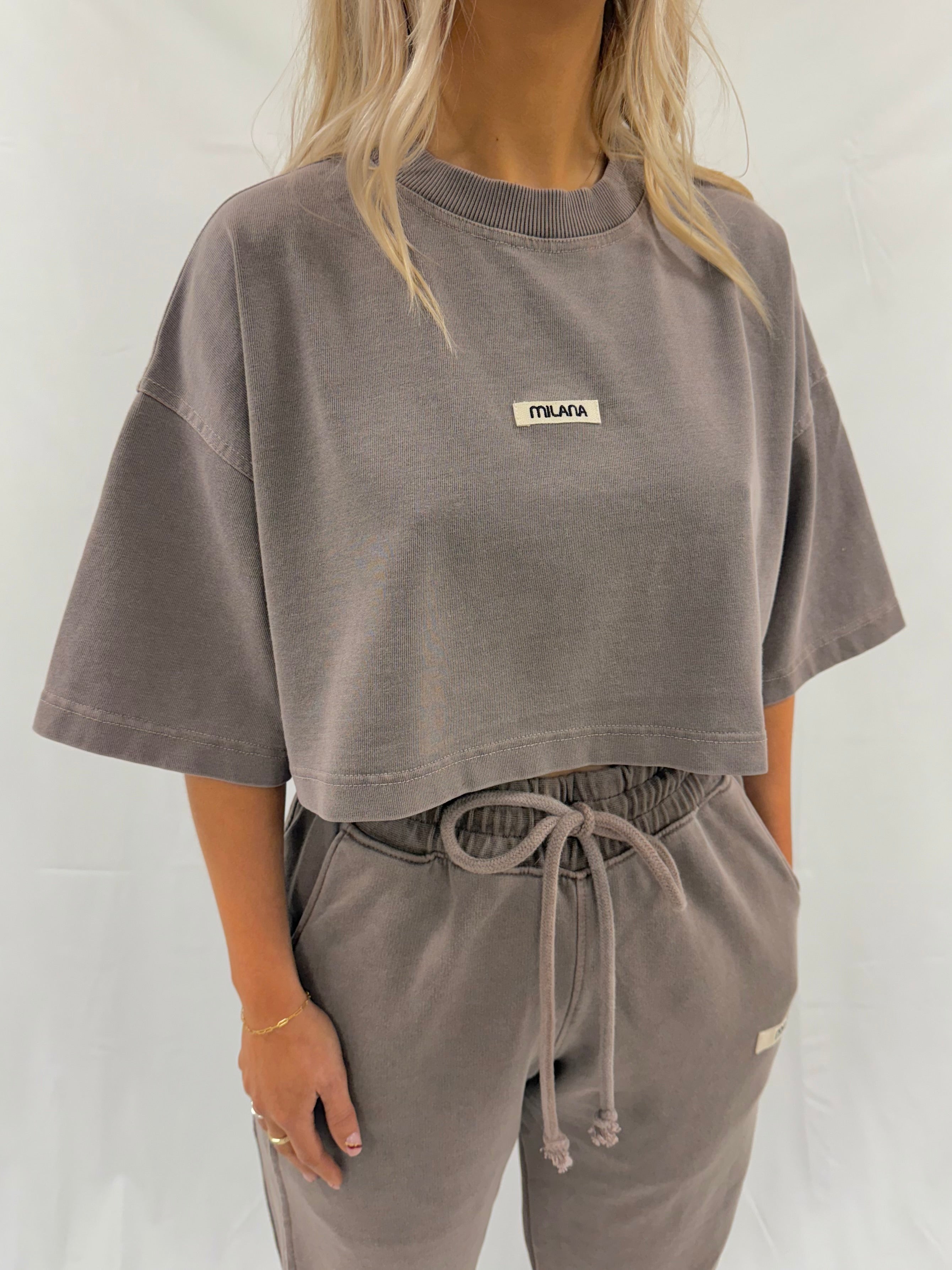 Washed Brown Core Heavyweight Cropped T-shirt.