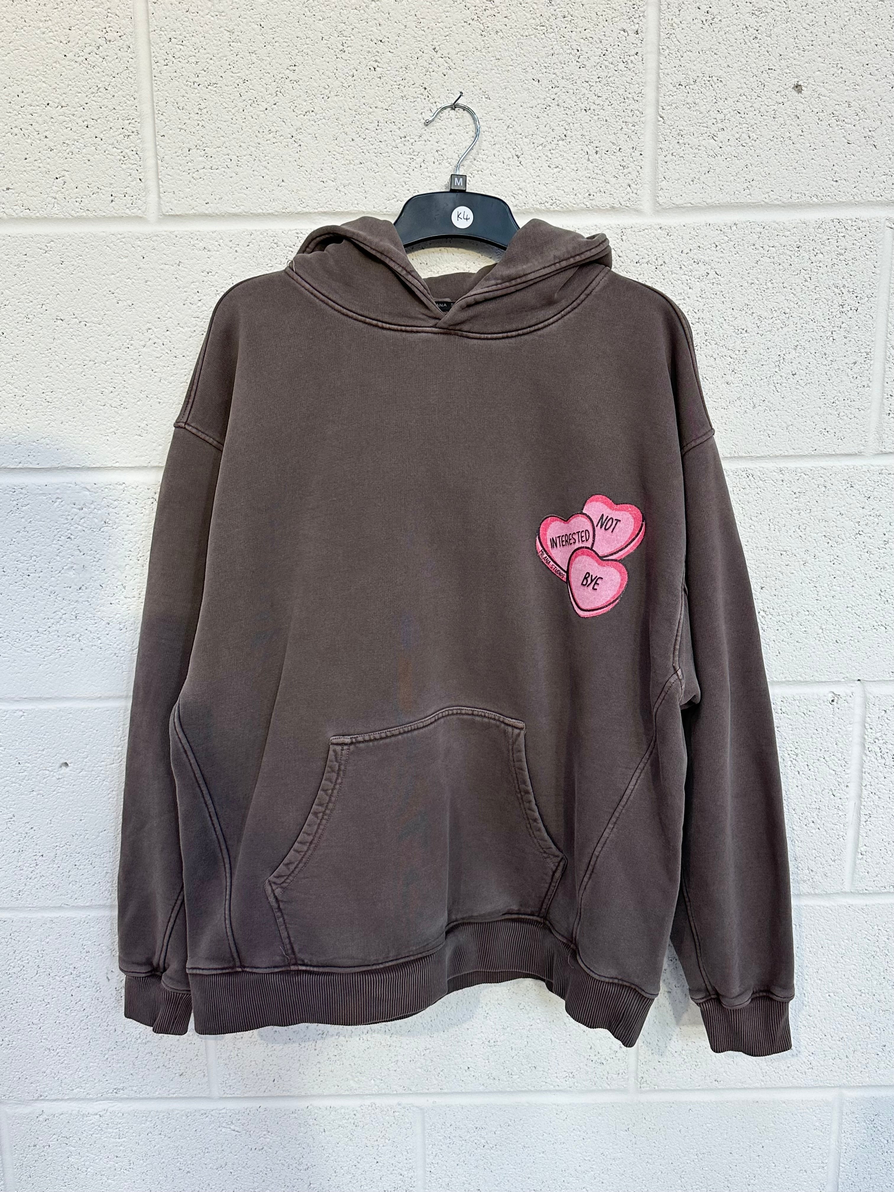 #K4 Washed Brown Heart Heavyweight Hoodie.