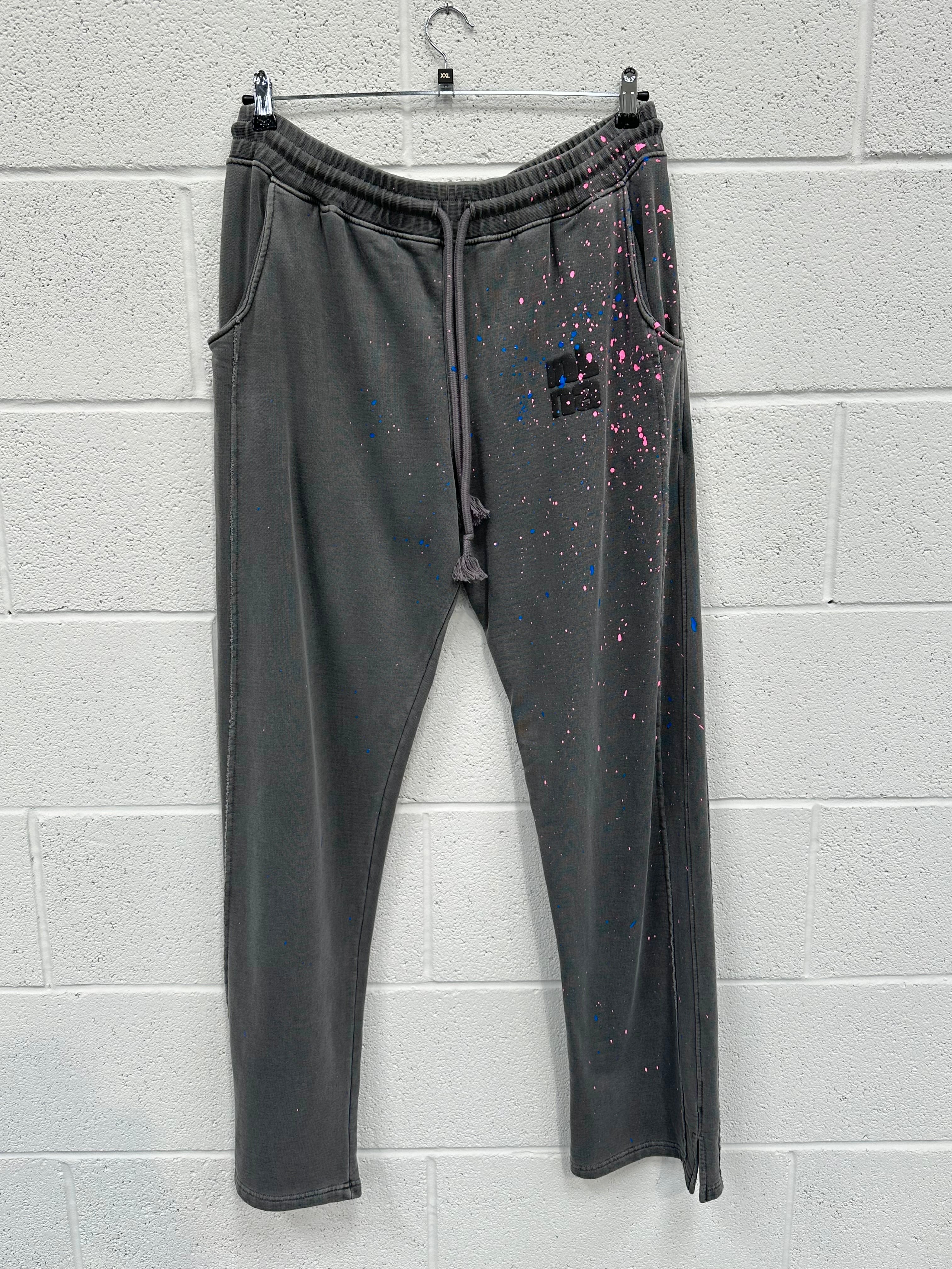 #M8 Washed Charcoal Bubble Splatter Heavyweight Sweatpants.