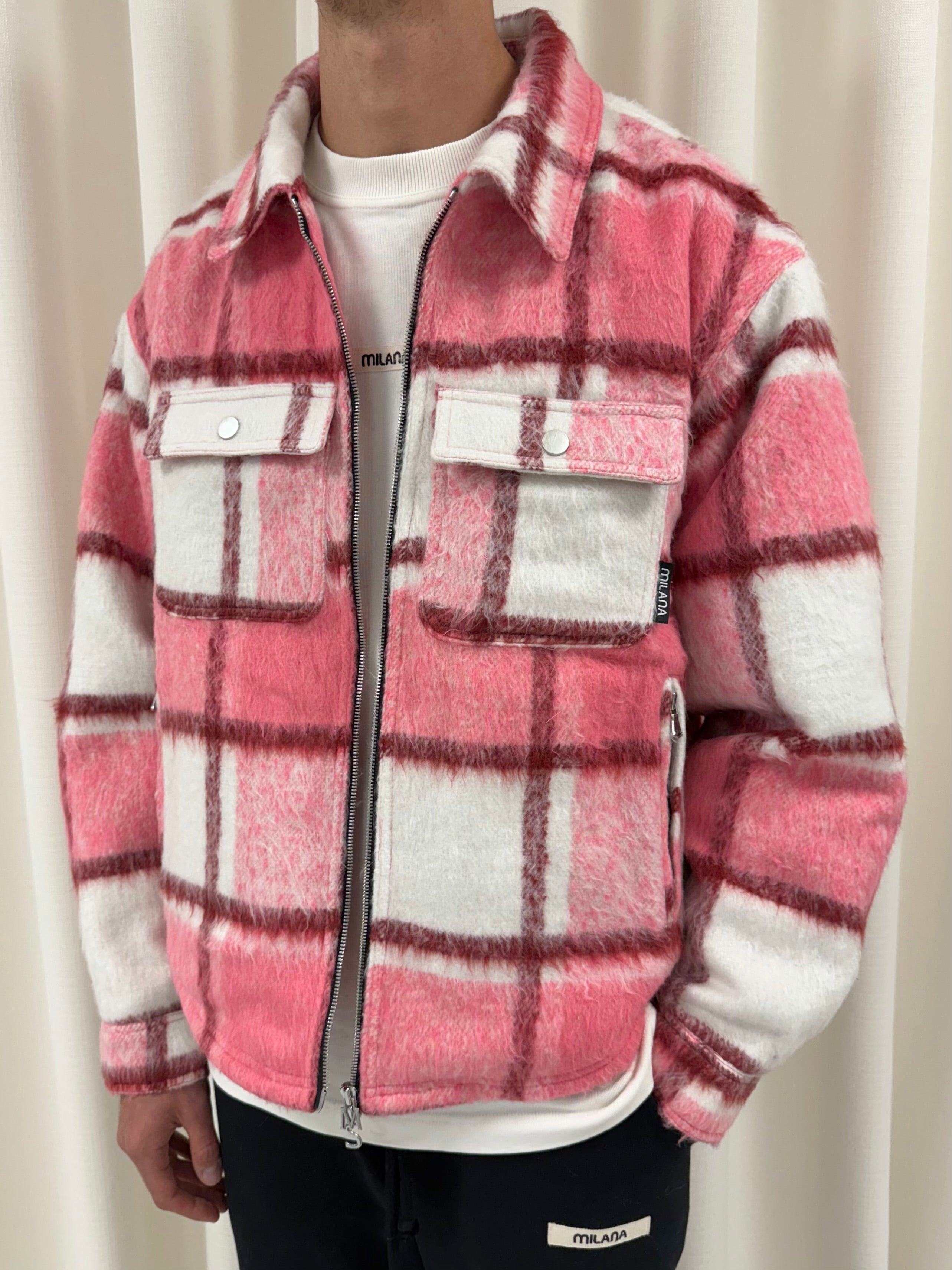 Pink Check Flannel Trucker Jacket.