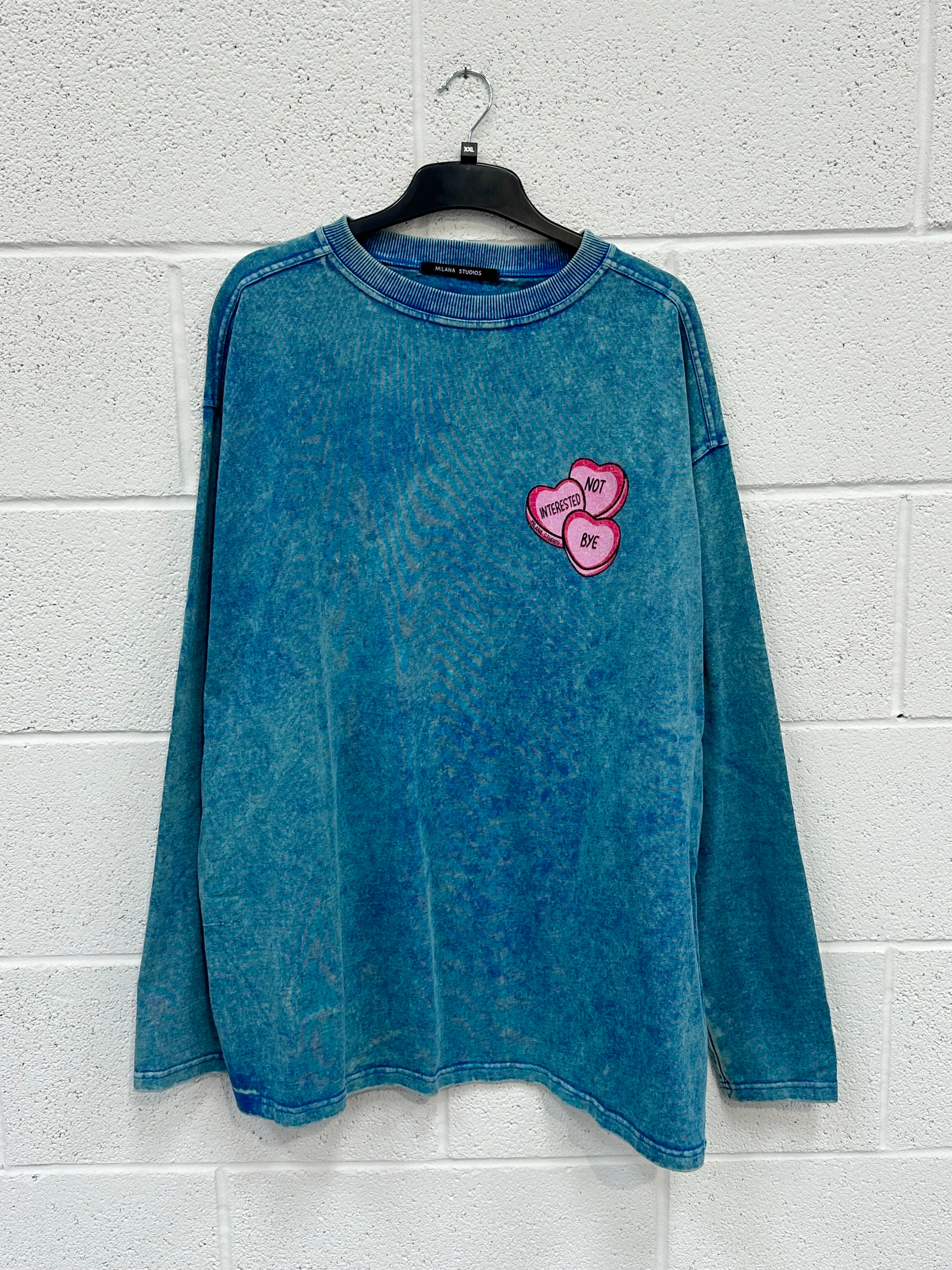 #K25 Washed Blue Hearts Heavyweight Long Sleeve.