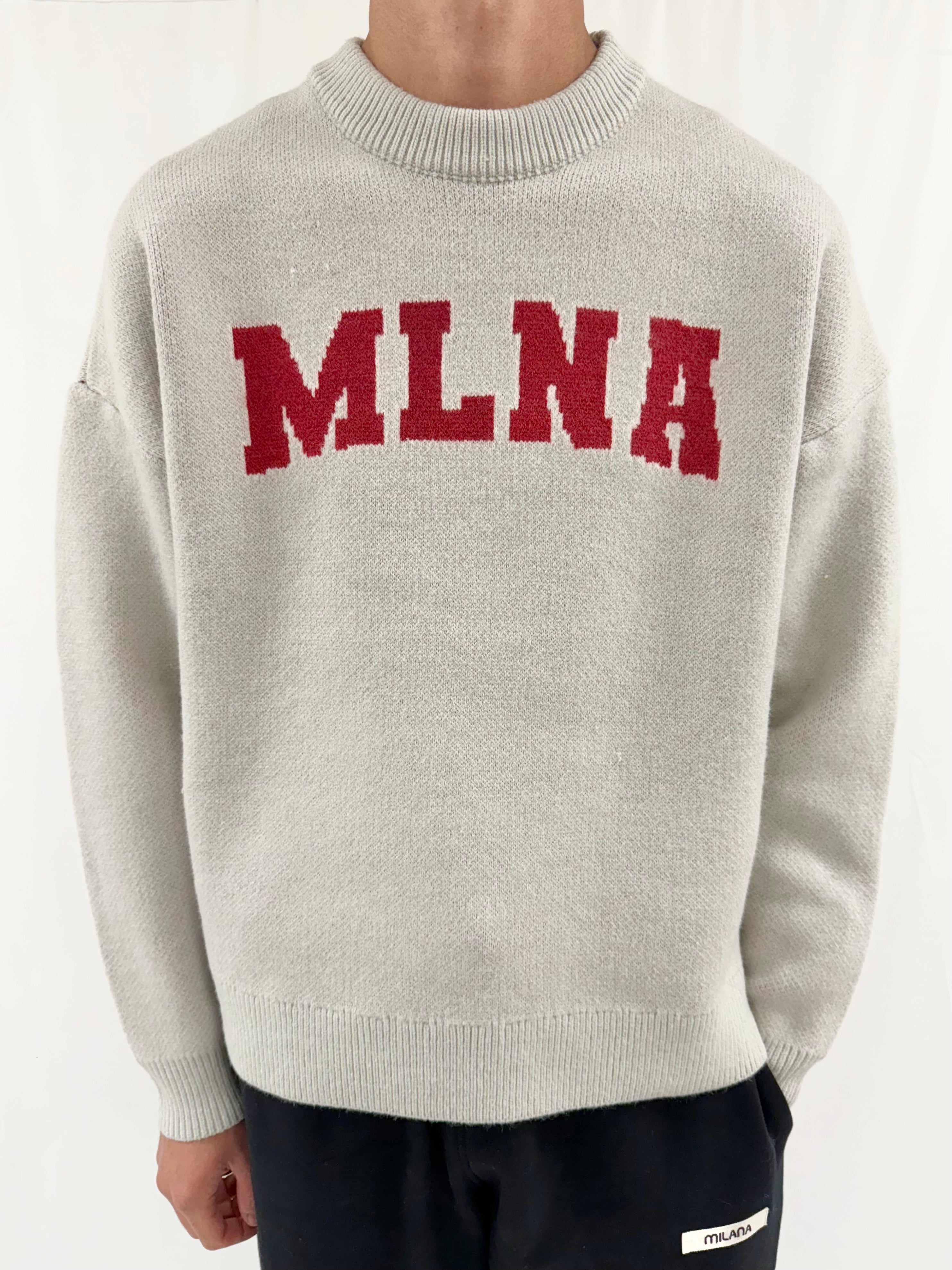 Grey MLNA Heavyweight Knitted Sweatshirt.