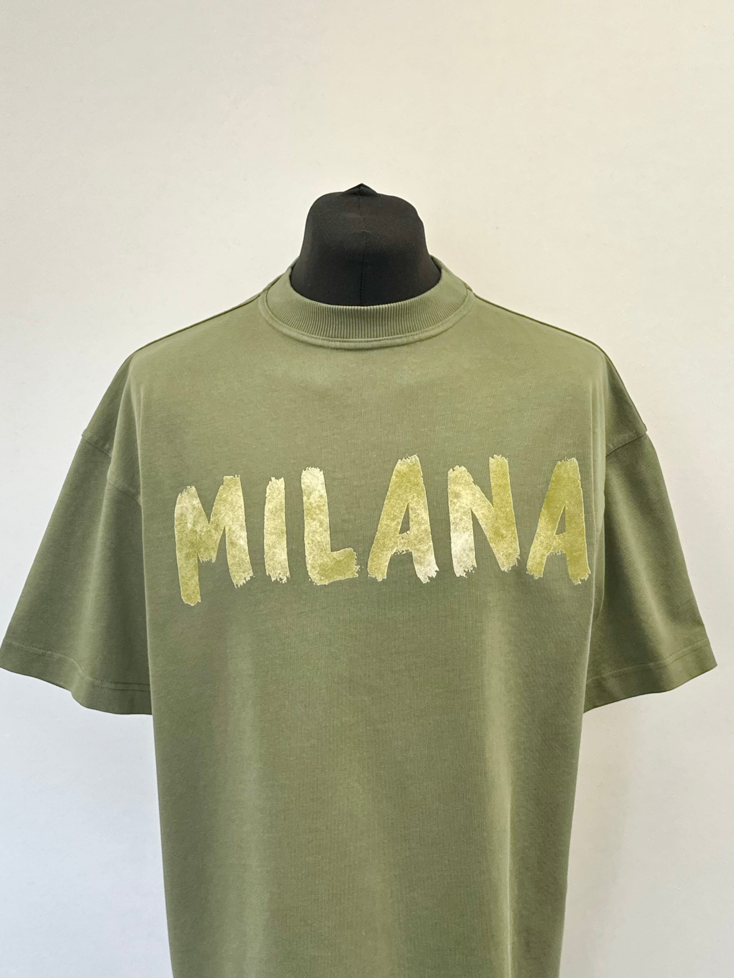 Military Green Paint Heavyweight T-shirt.