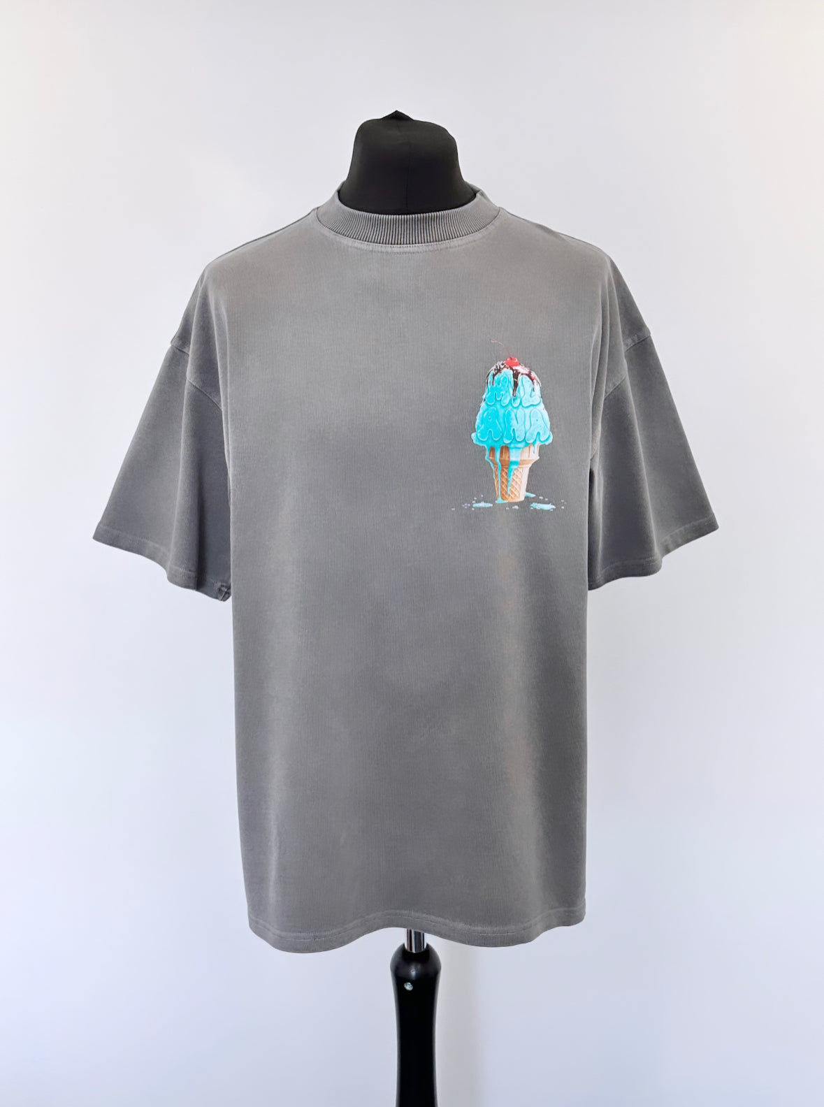 Washed Charcoal Heavyweight Ice Cream T-shirt.