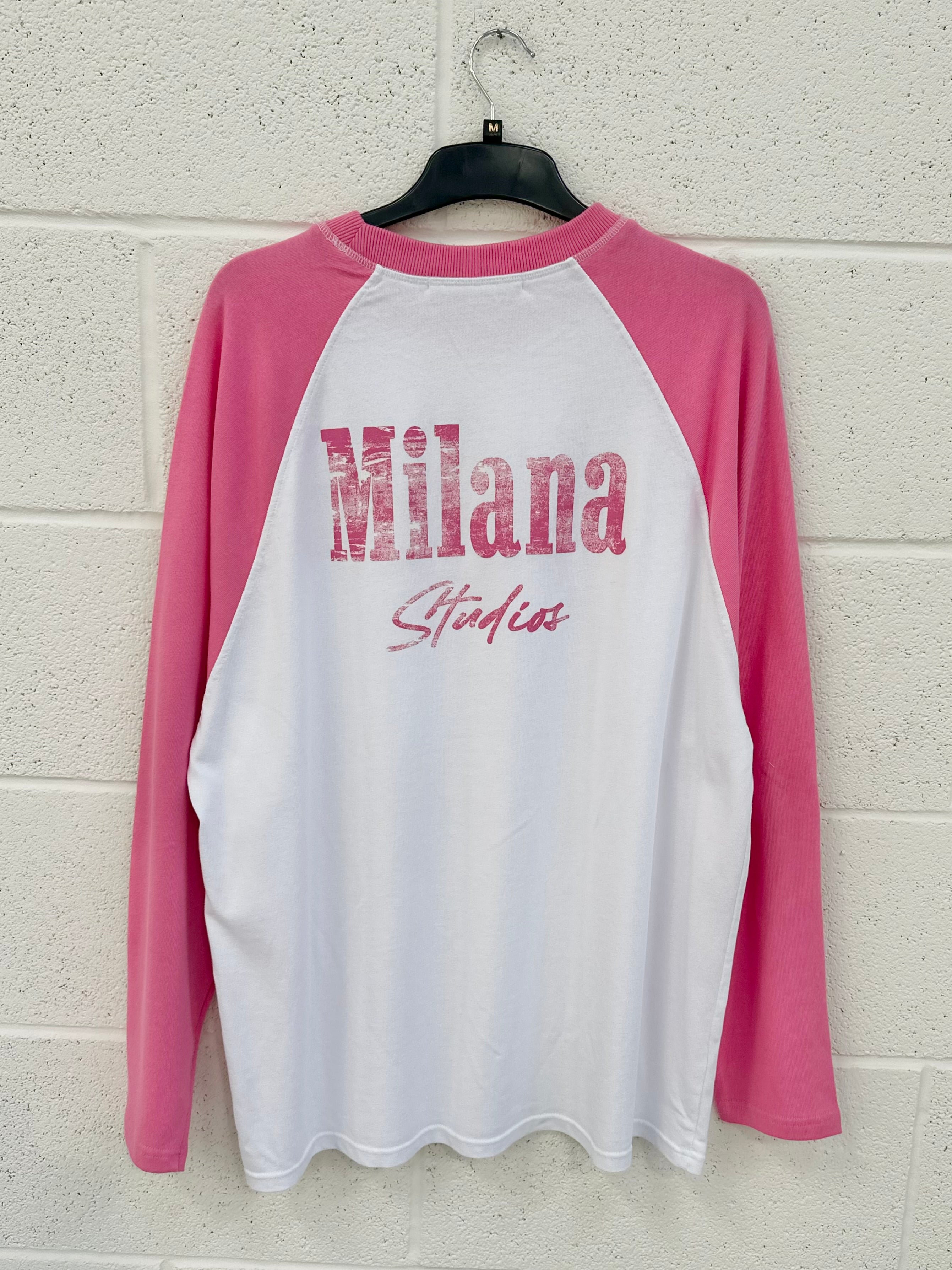 #I9 Pink Raglan Heavyweight Long Sleeve.