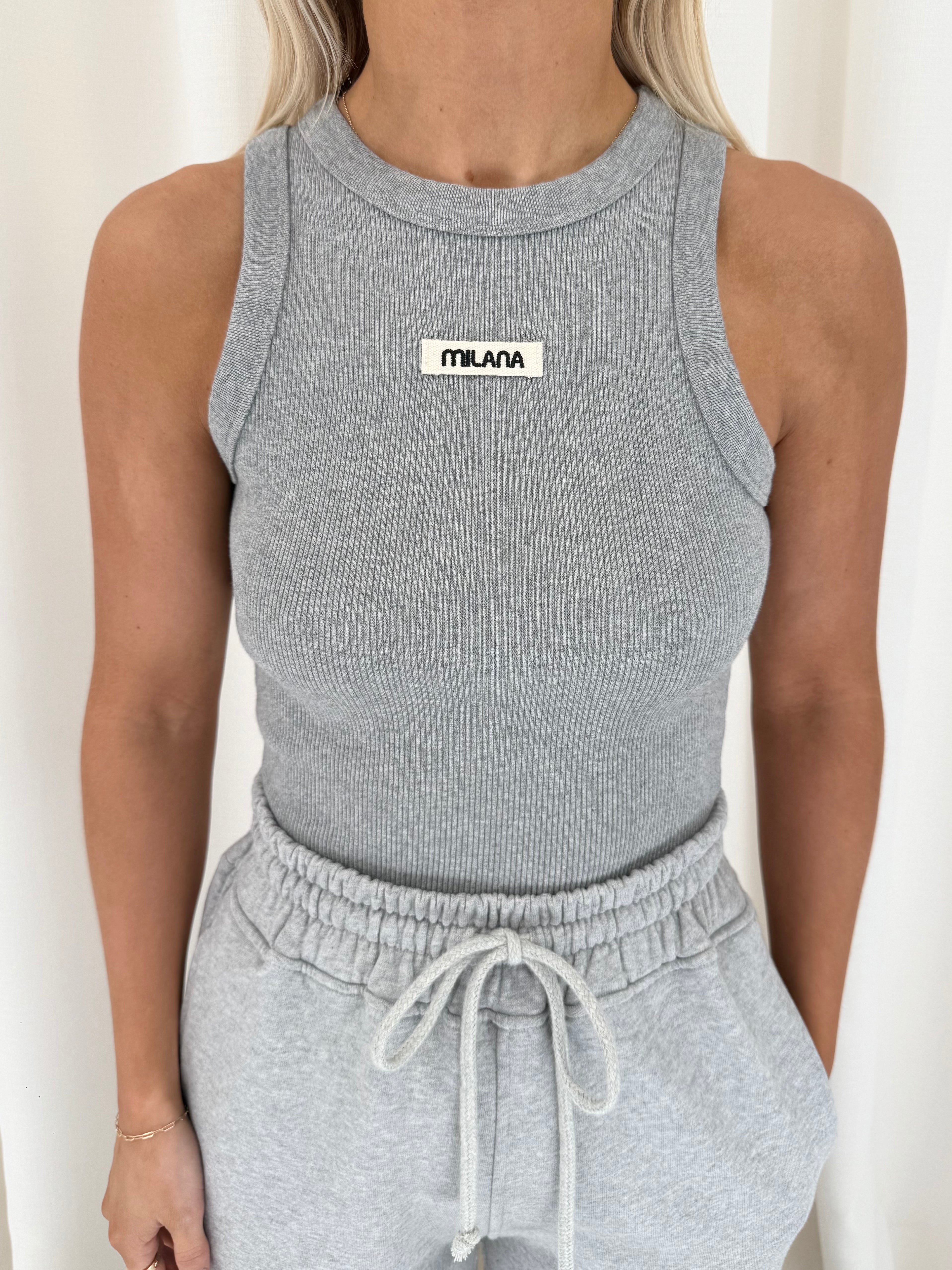 Marl Grey Core Ribbed Racer Vest.