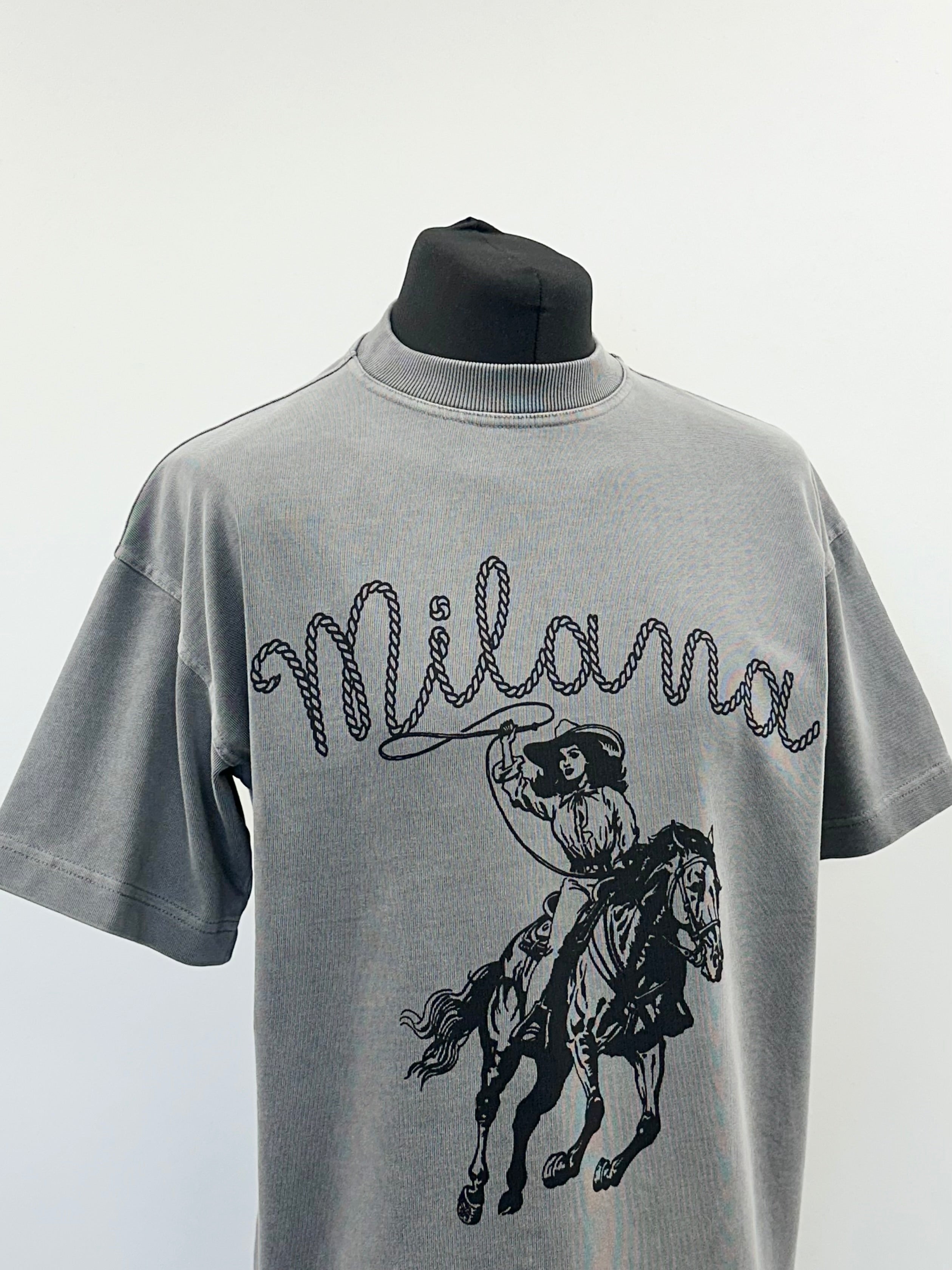 Washed Charcoal Cowgirl Heavyweight T-shirt.