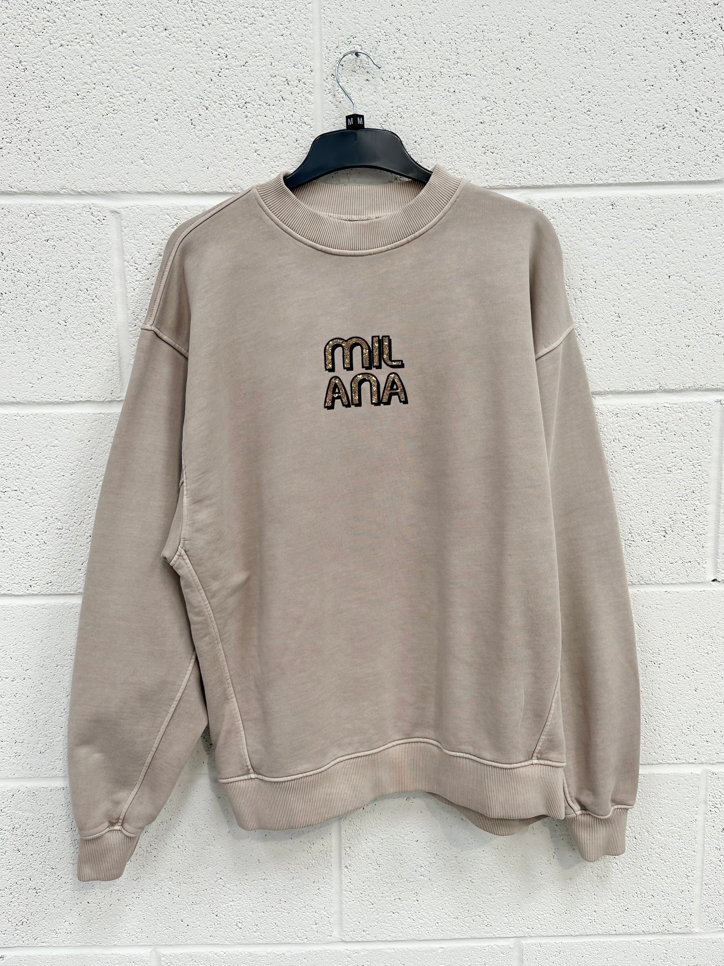 #H17 Washed Taupe Embellished Heavyweight Sweatshirt.