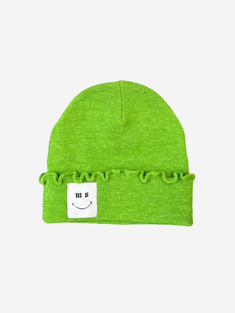 Green Knit Patch Beanie.