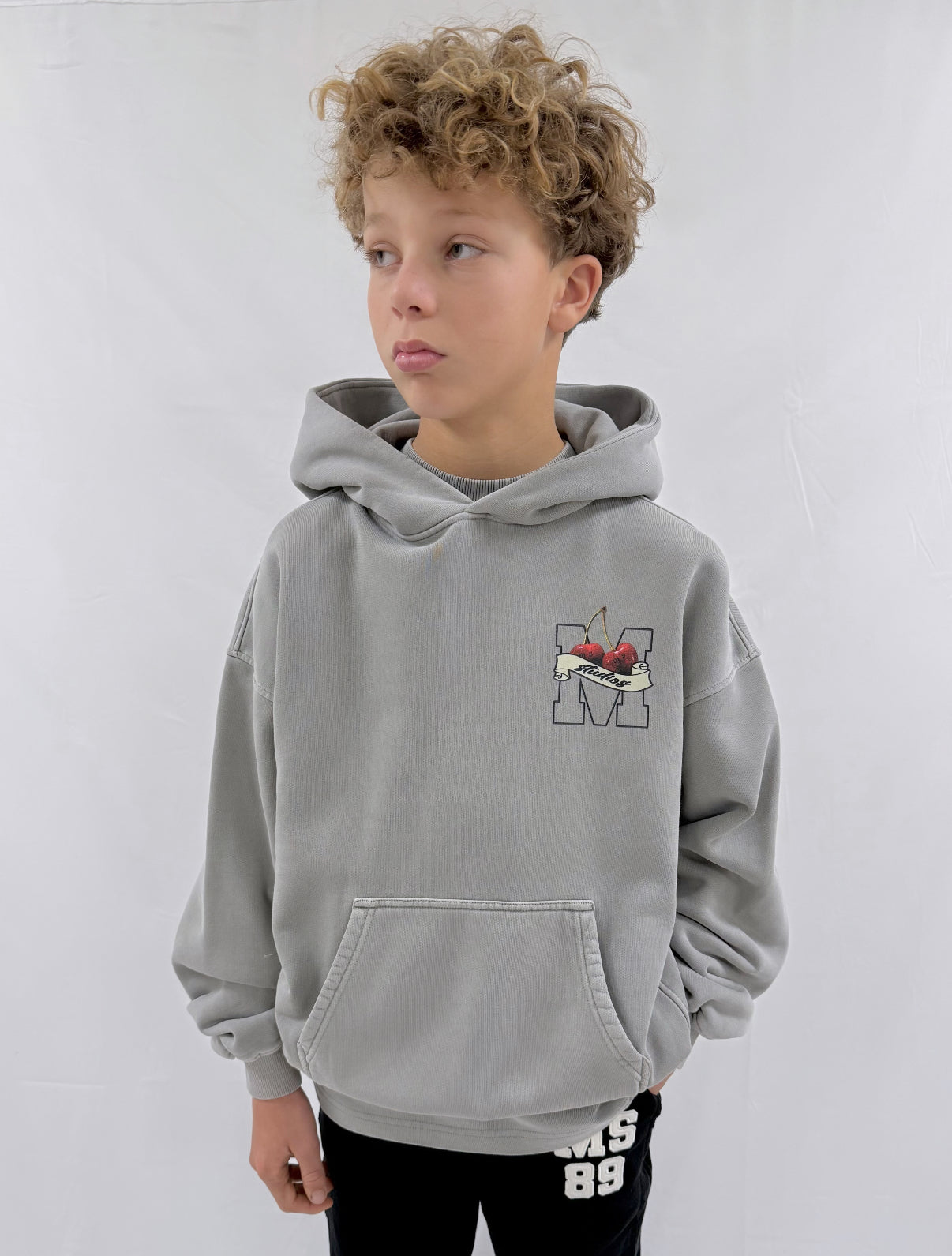 Washed Ash Grey Milana History Kids Hoodie.