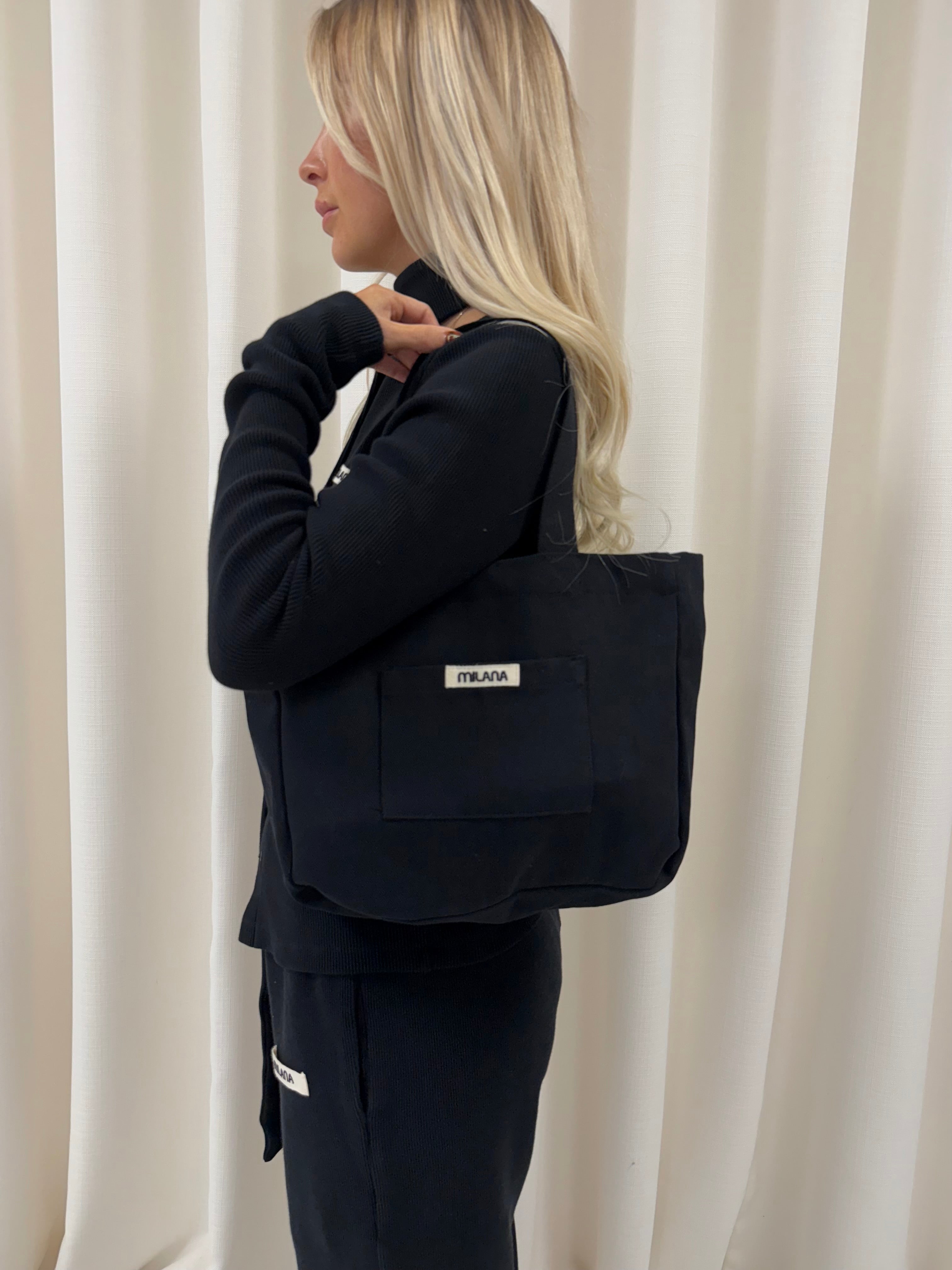 Black Core Mini Pocket Tote Bag.