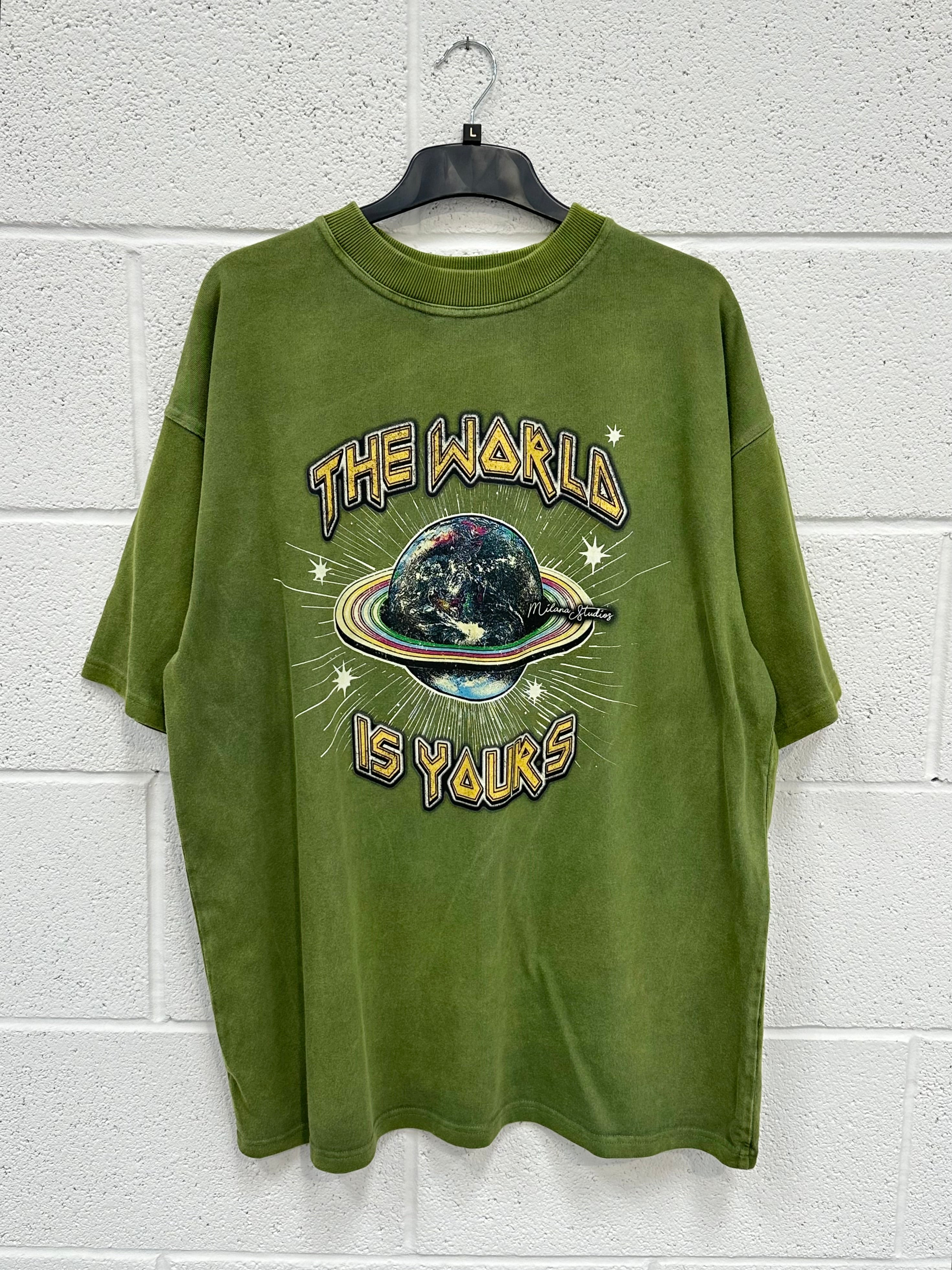 #K16 Washed Green Planet Heavyweight T-shirt.