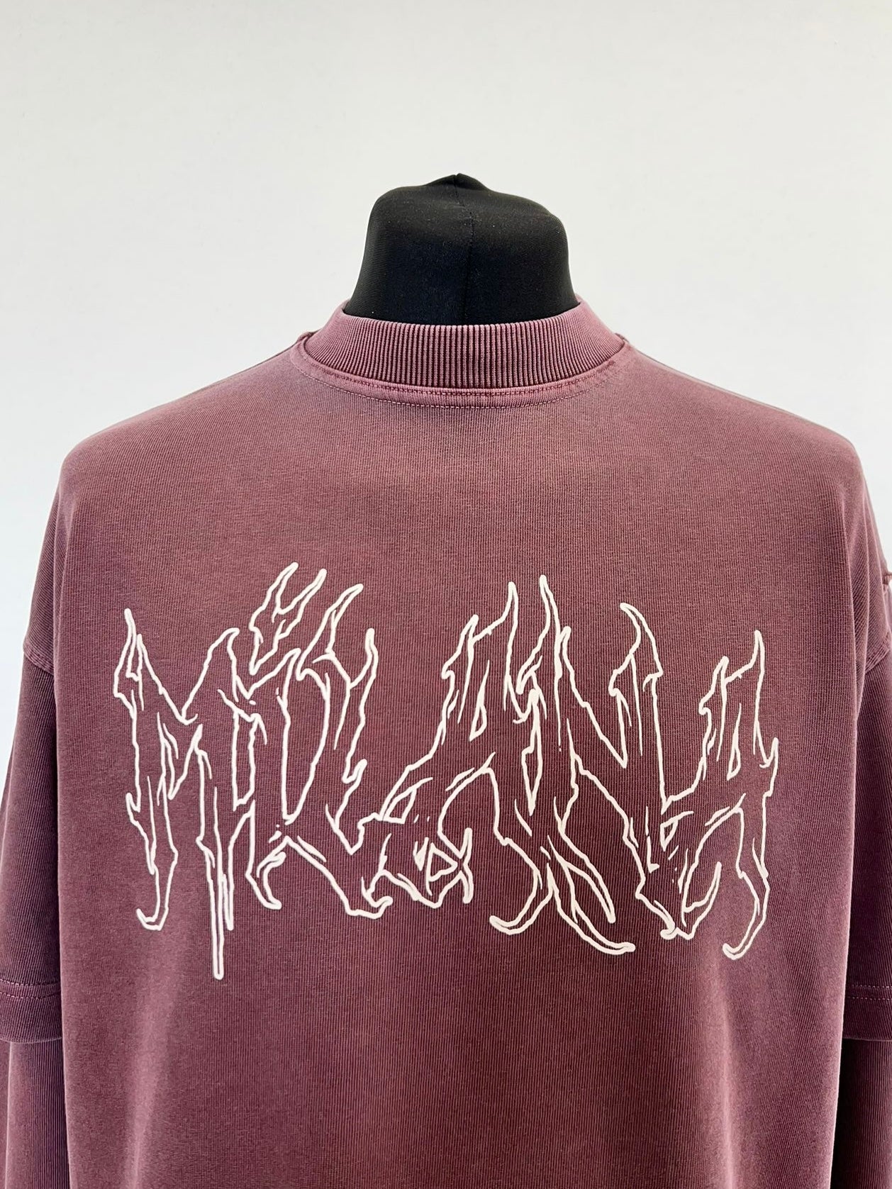 Washed Burgundy Milana Heavyweight T-shirt Long Sleeve.