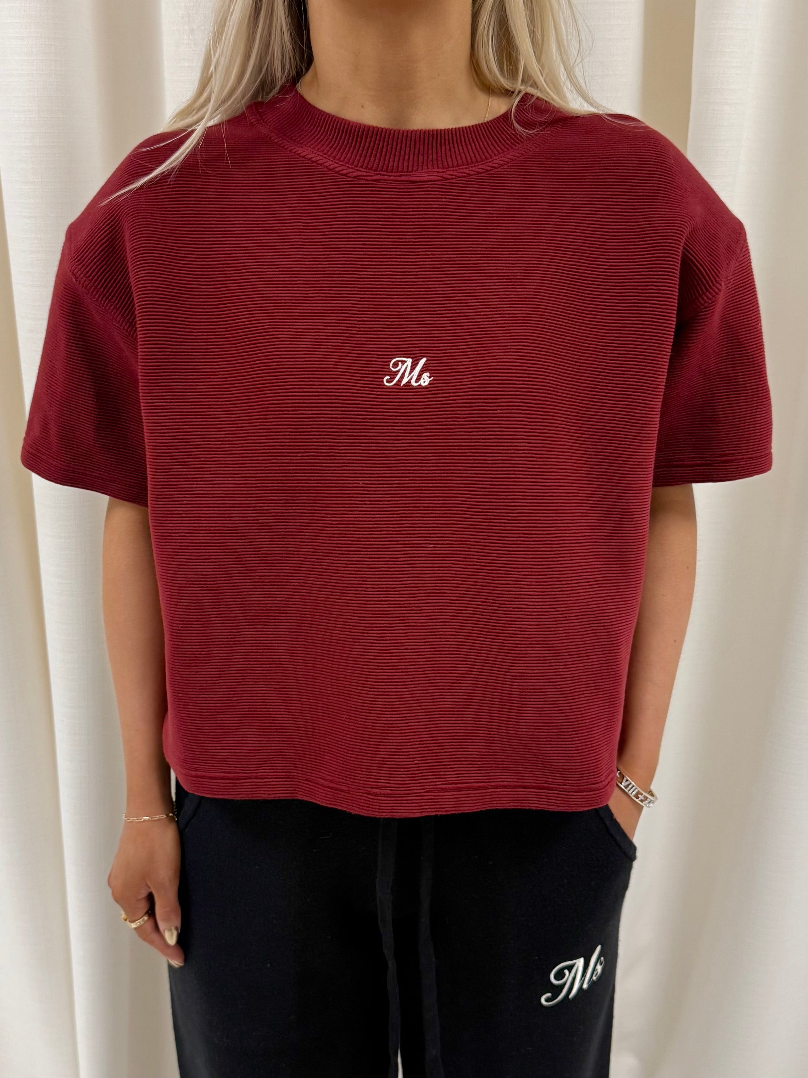 Burgundy Aura Ribbed Top.