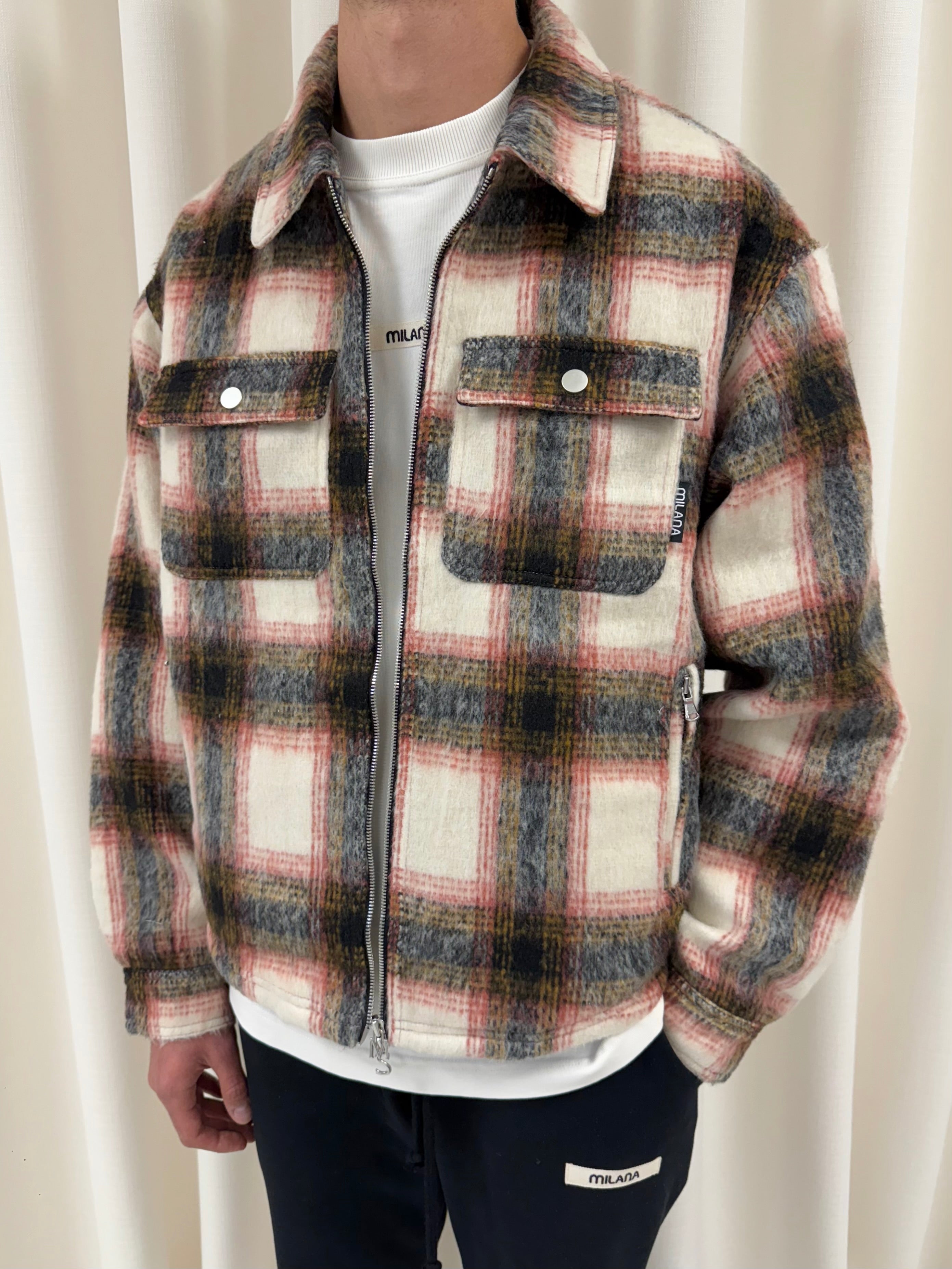 Rust Check Flannel Trucker Jacket.